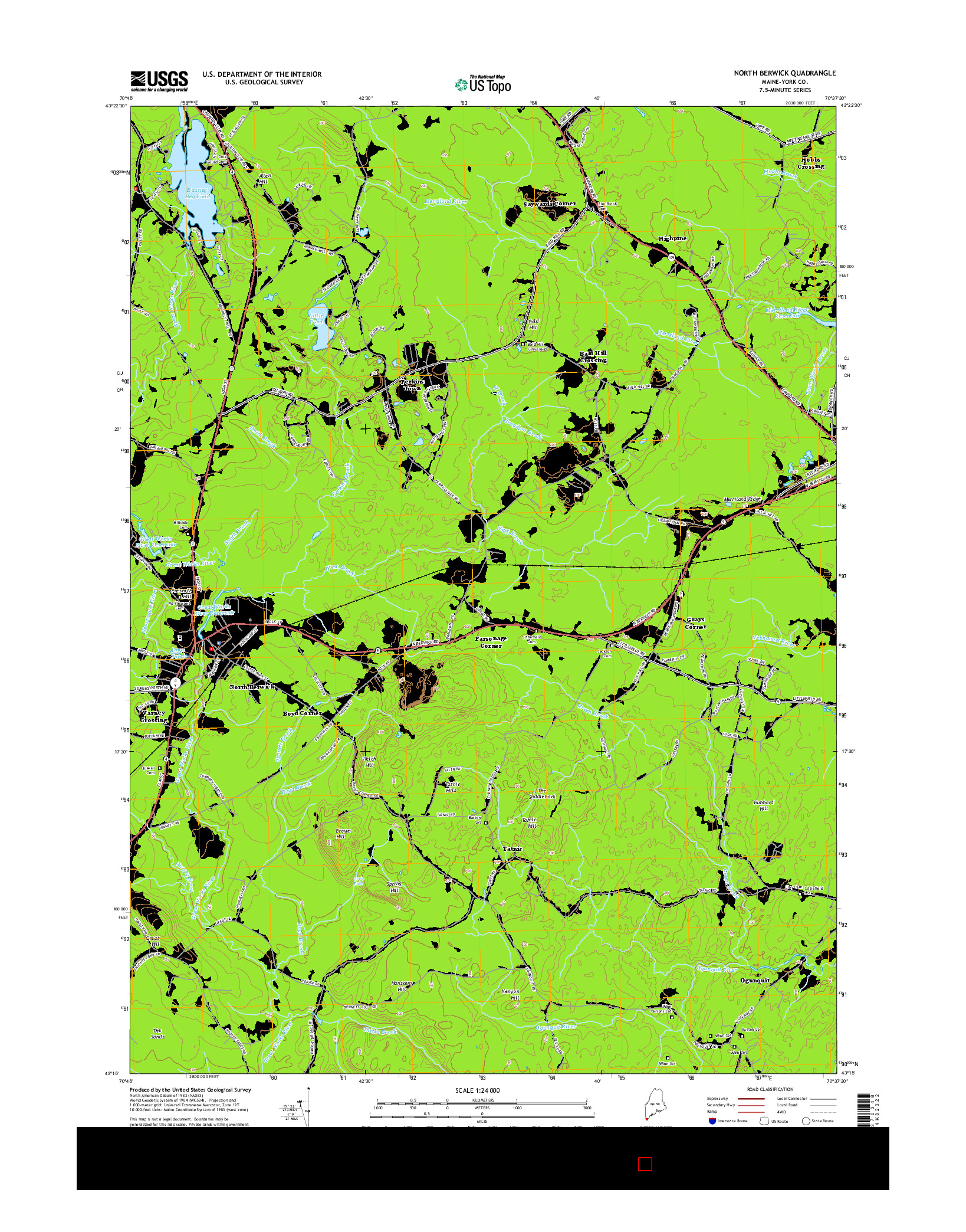 USGS US TOPO 7.5-MINUTE MAP FOR NORTH BERWICK, ME 2014