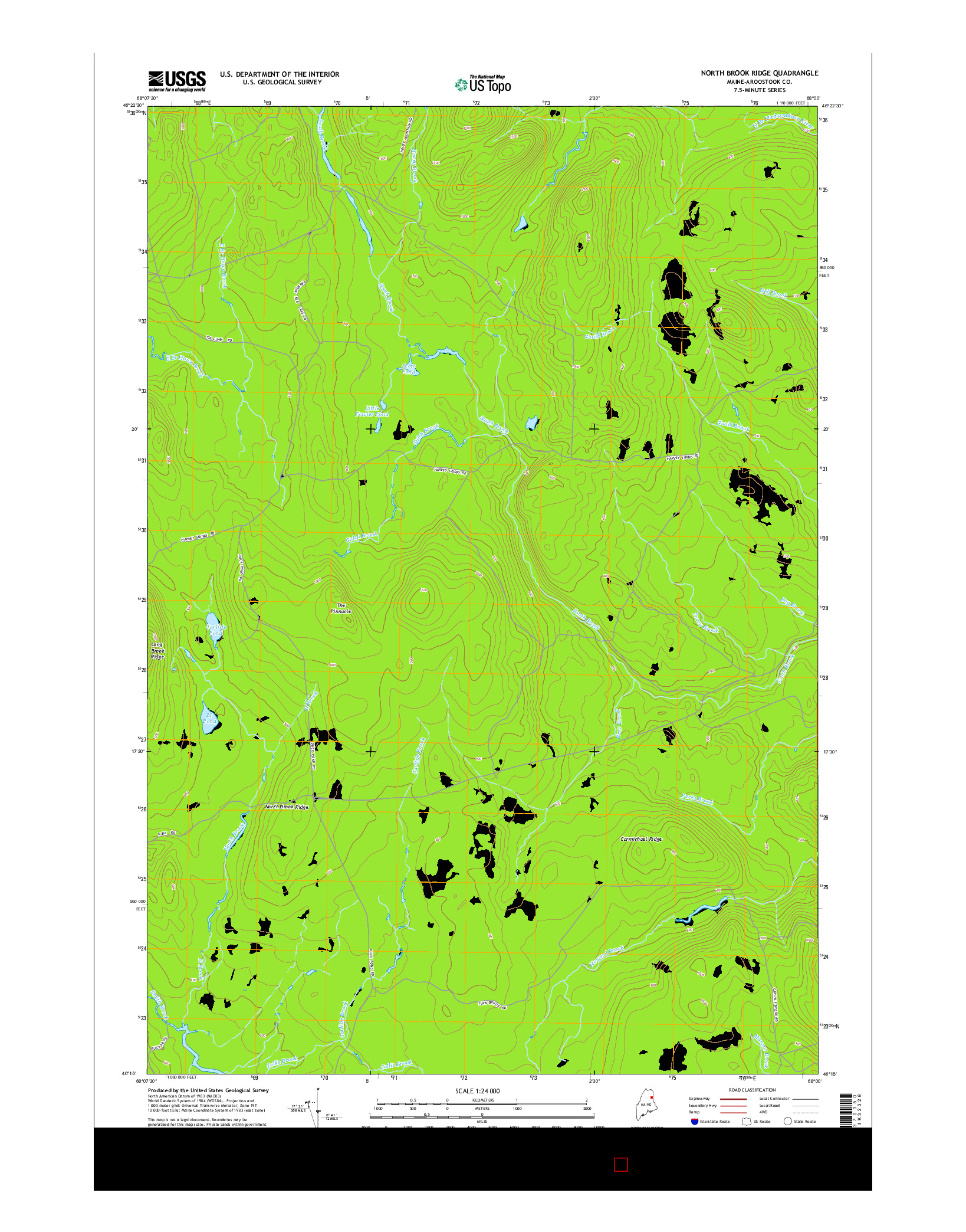 USGS US TOPO 7.5-MINUTE MAP FOR NORTH BROOK RIDGE, ME 2014