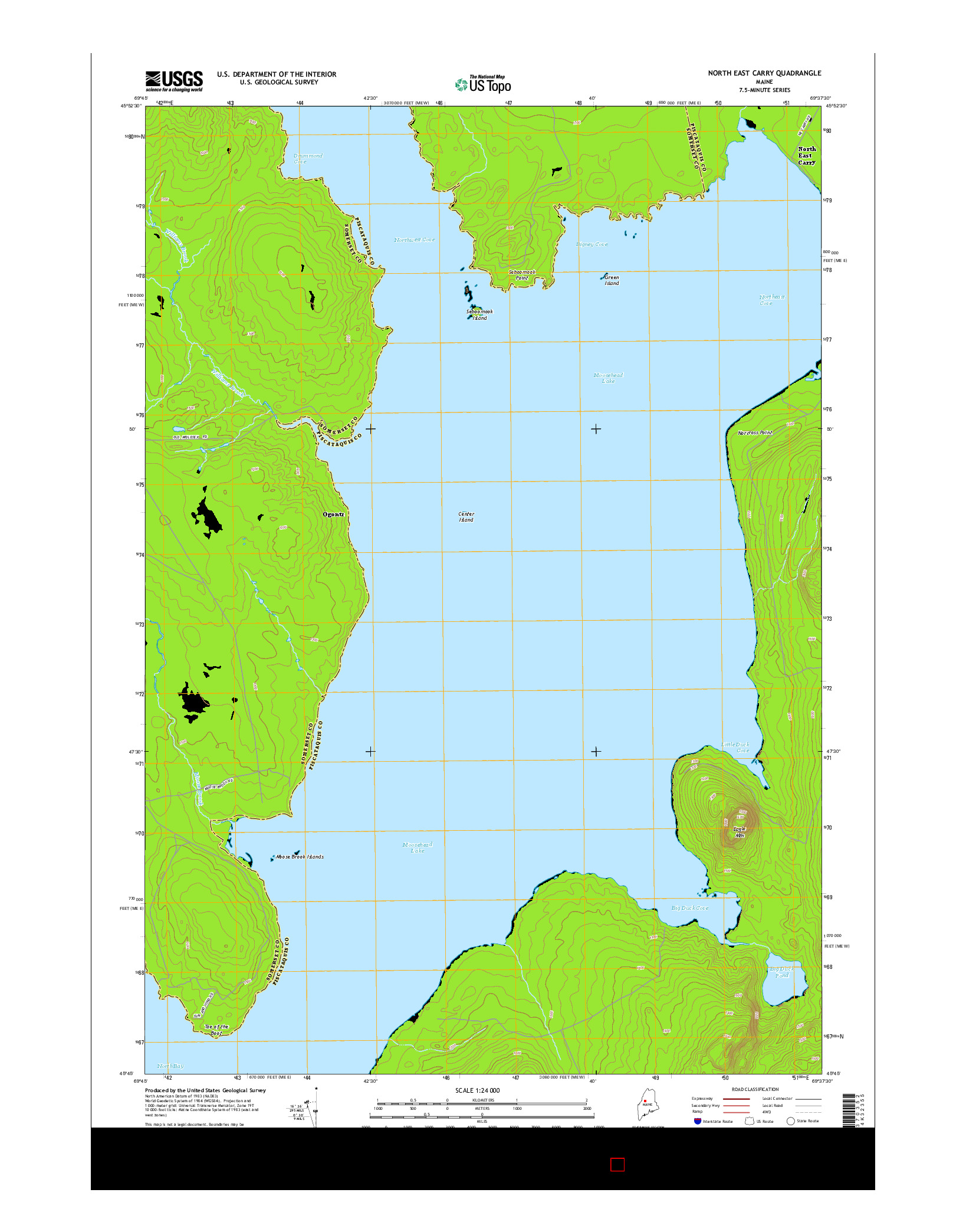 USGS US TOPO 7.5-MINUTE MAP FOR NORTH EAST CARRY, ME 2014