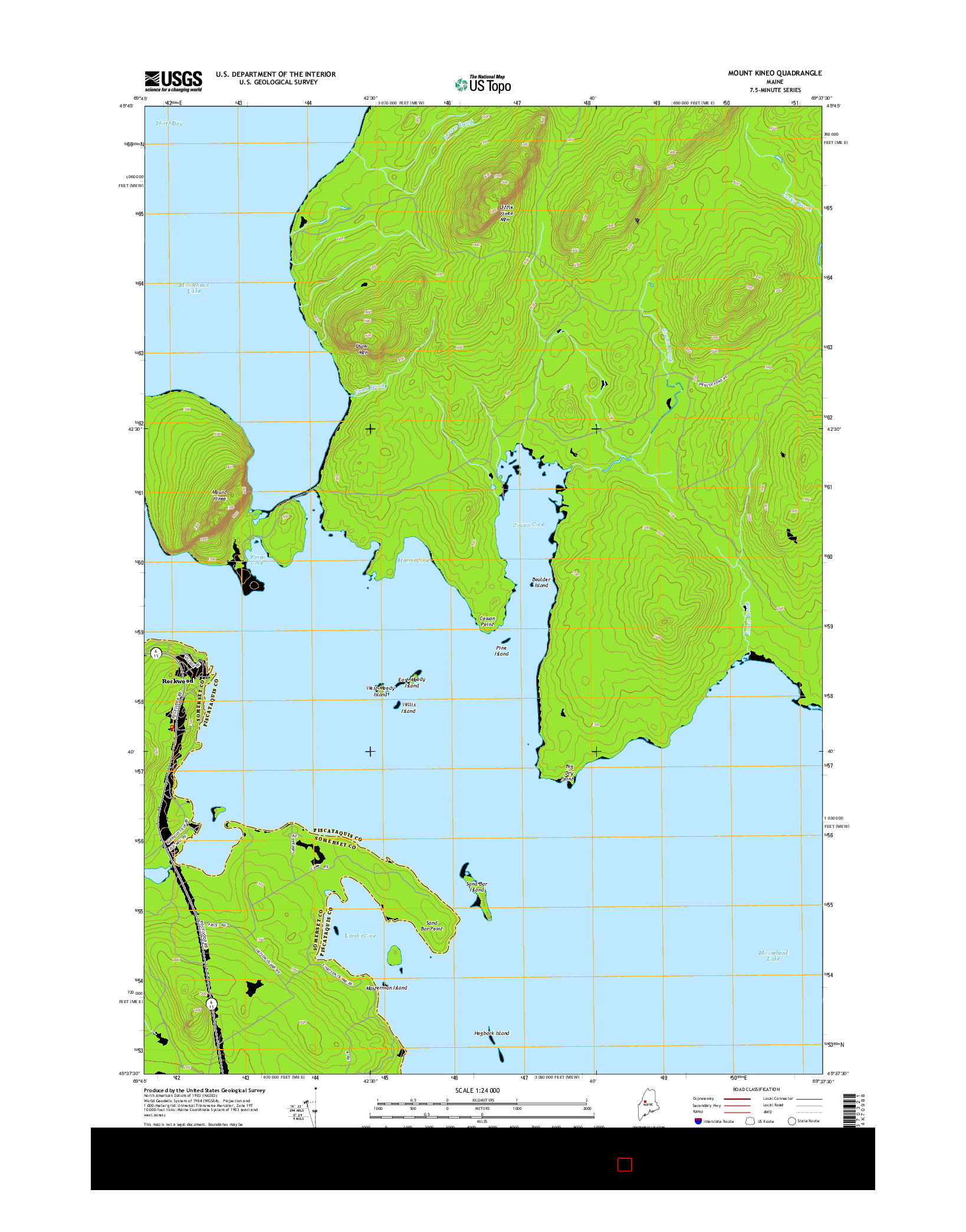 USGS US TOPO 7.5-MINUTE MAP FOR MOUNT KINEO, ME 2014