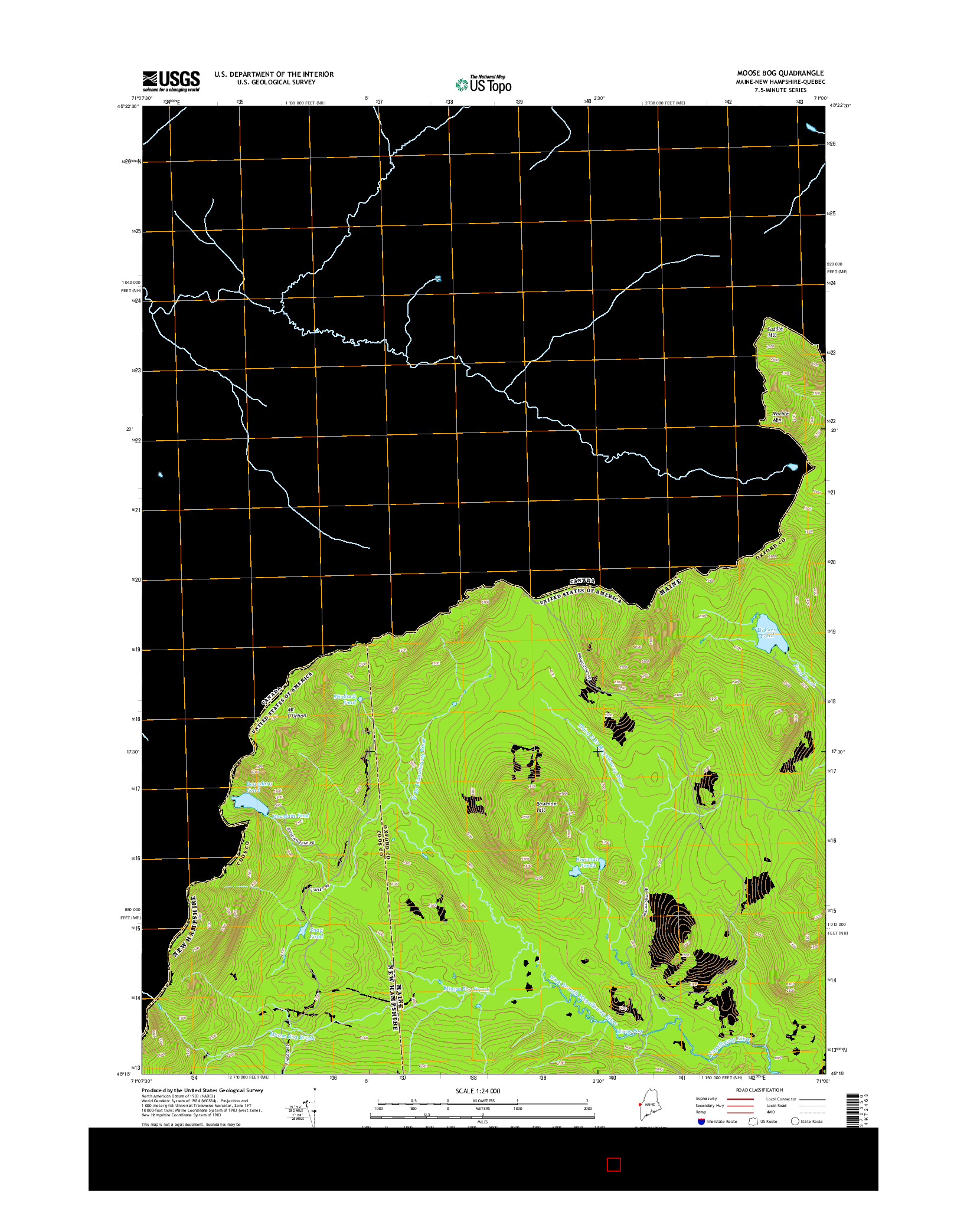 USGS US TOPO 7.5-MINUTE MAP FOR MOOSE BOG, ME-NH-QC 2014