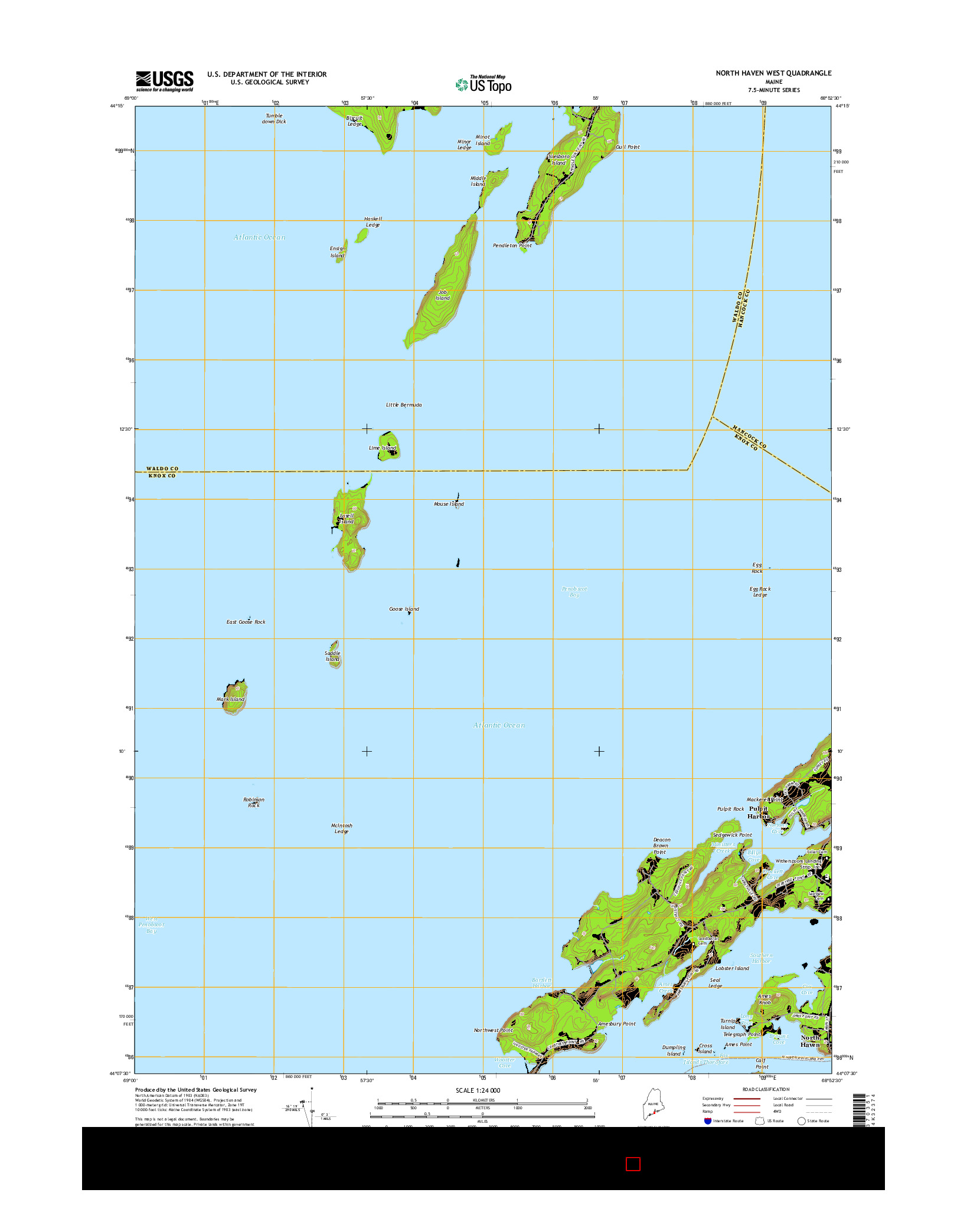 USGS US TOPO 7.5-MINUTE MAP FOR NORTH HAVEN WEST, ME 2014