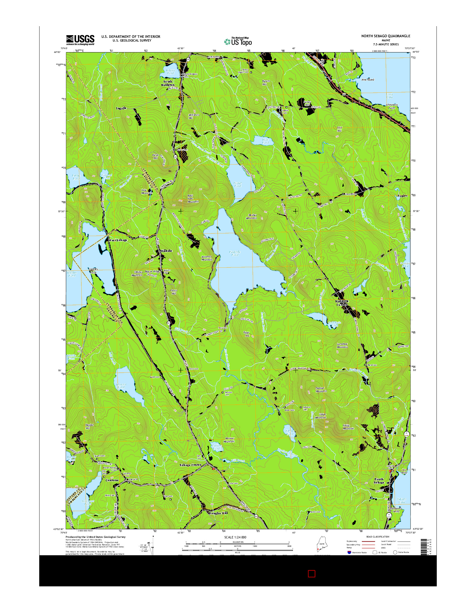 USGS US TOPO 7.5-MINUTE MAP FOR NORTH SEBAGO, ME 2014