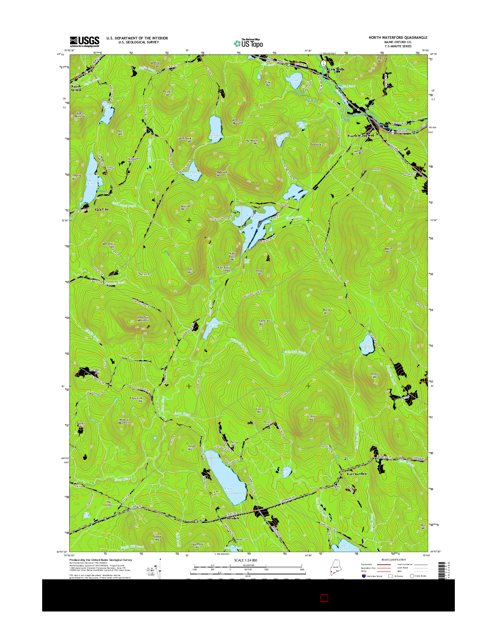 USGS US TOPO 7.5-MINUTE MAP FOR NORTH WATERFORD, ME 2014