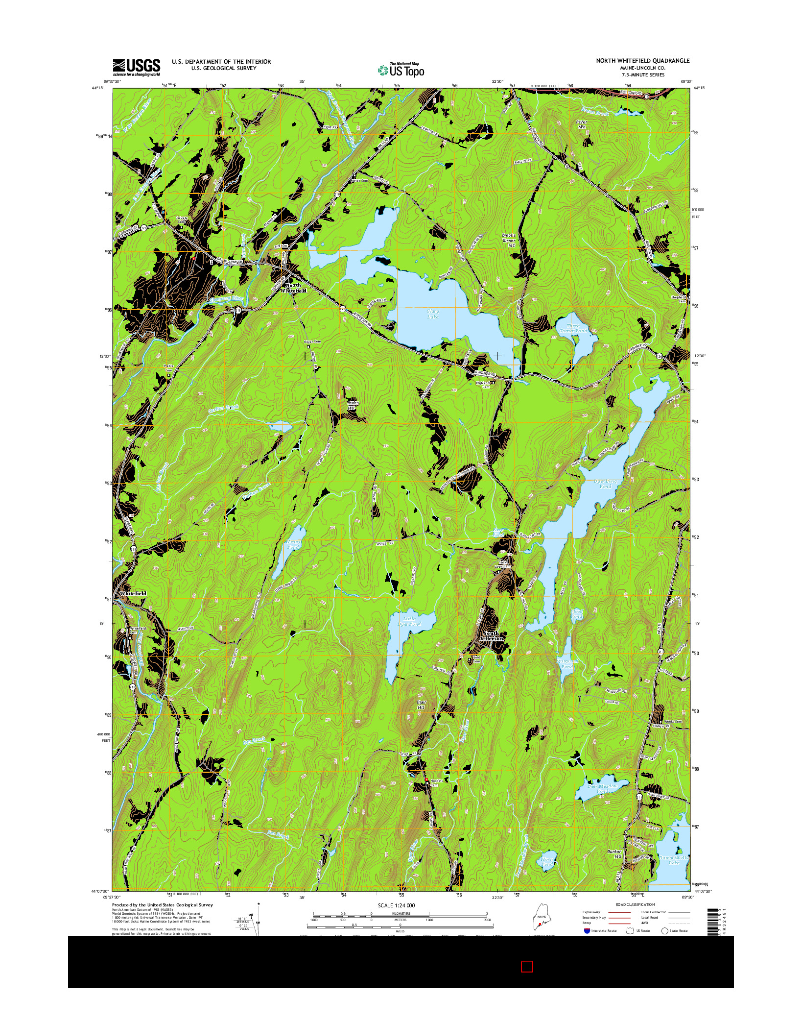 USGS US TOPO 7.5-MINUTE MAP FOR NORTH WHITEFIELD, ME 2014