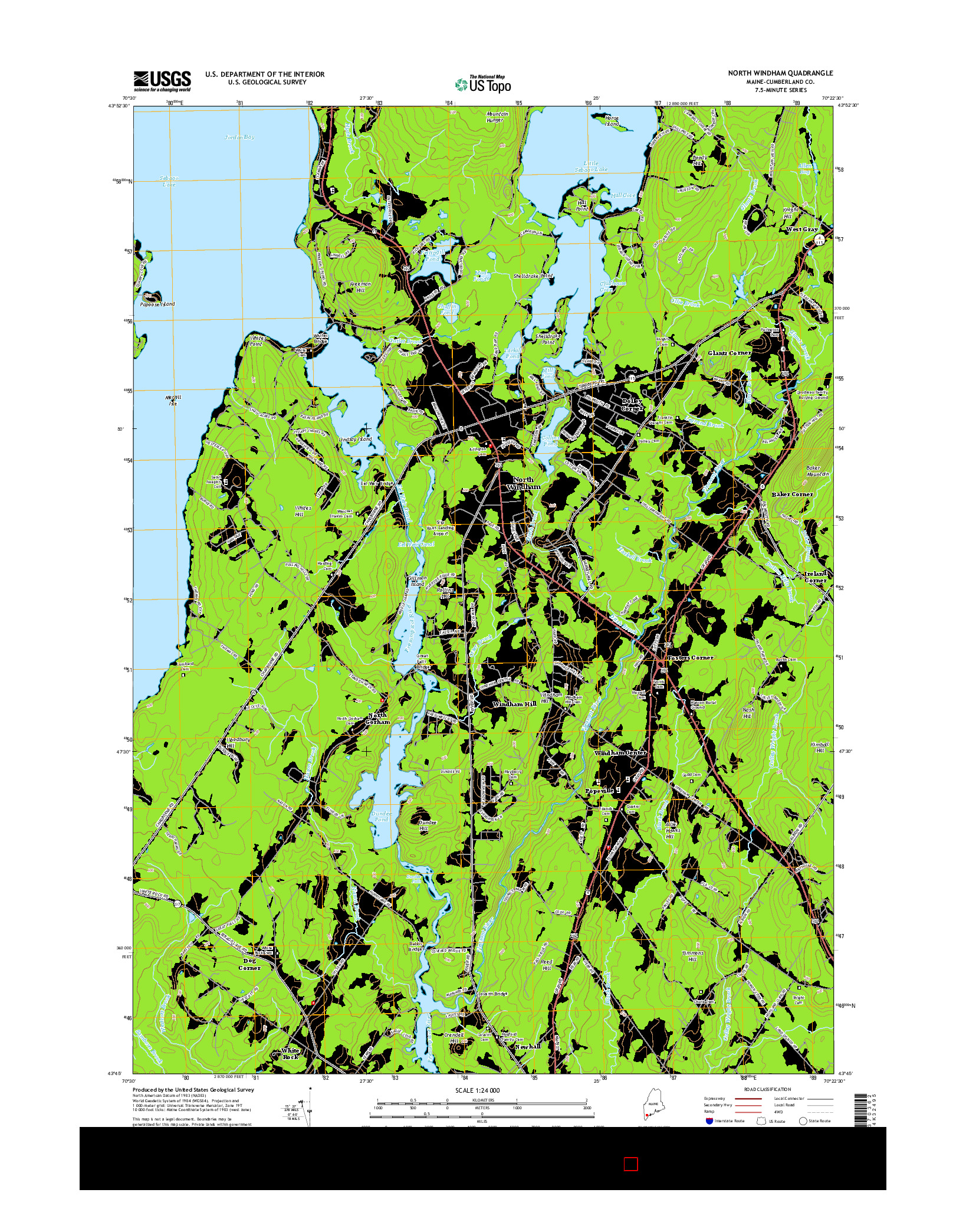 USGS US TOPO 7.5-MINUTE MAP FOR NORTH WINDHAM, ME 2014