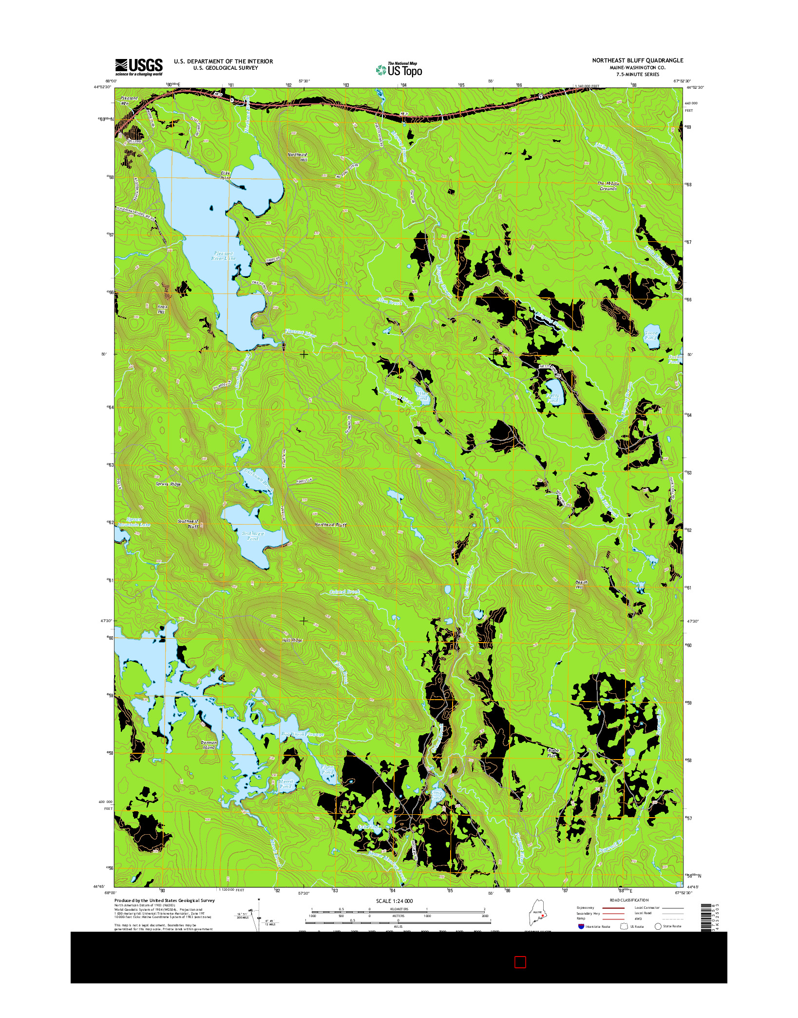 USGS US TOPO 7.5-MINUTE MAP FOR NORTHEAST BLUFF, ME 2014