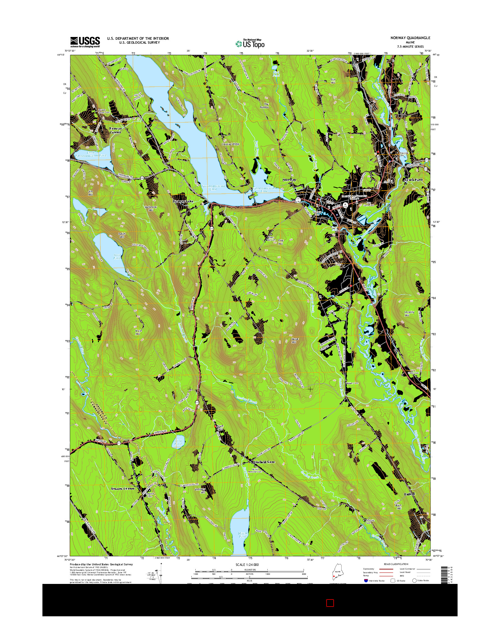 USGS US TOPO 7.5-MINUTE MAP FOR NORWAY, ME 2014