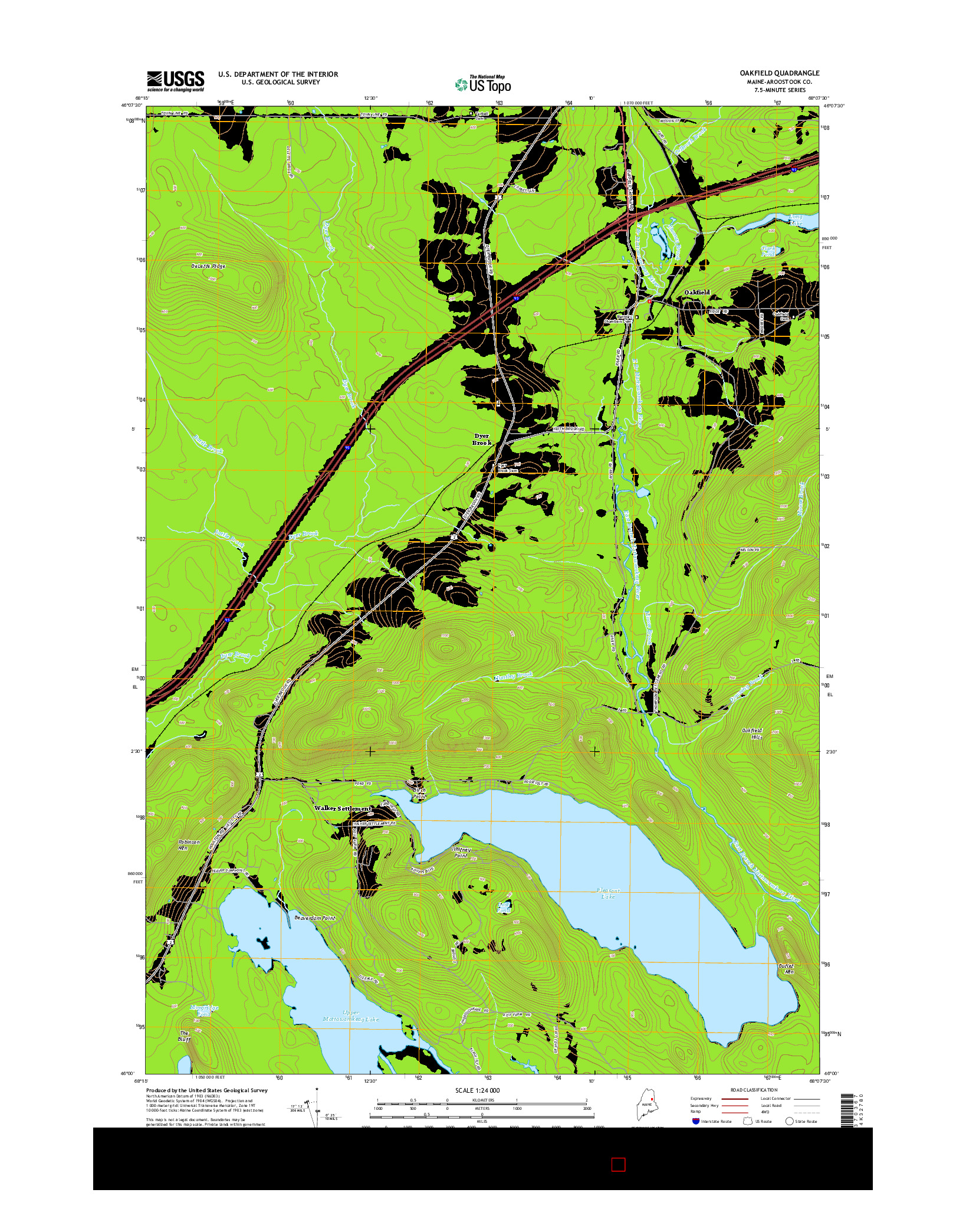 USGS US TOPO 7.5-MINUTE MAP FOR OAKFIELD, ME 2014