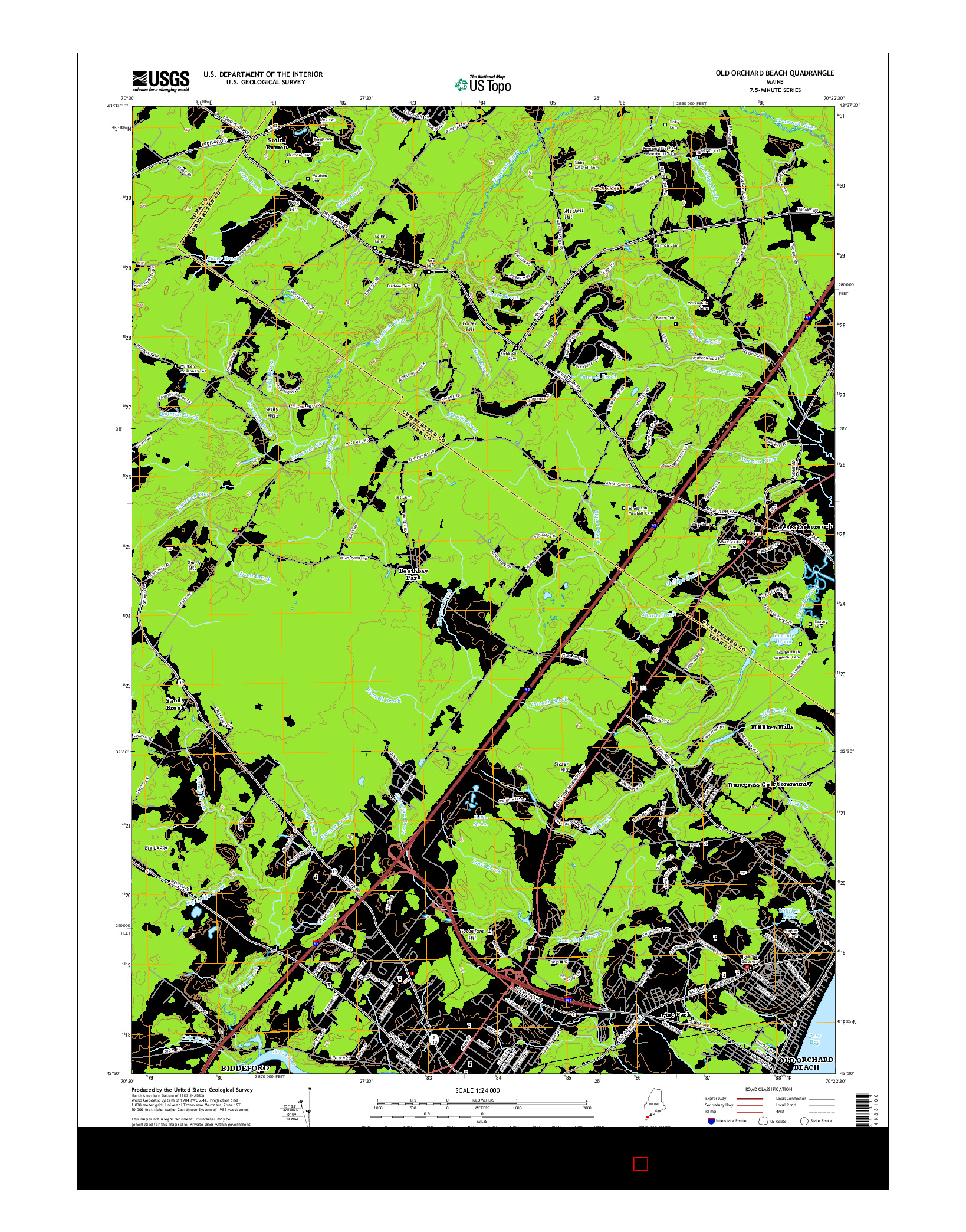 USGS US TOPO 7.5-MINUTE MAP FOR OLD ORCHARD BEACH, ME 2014