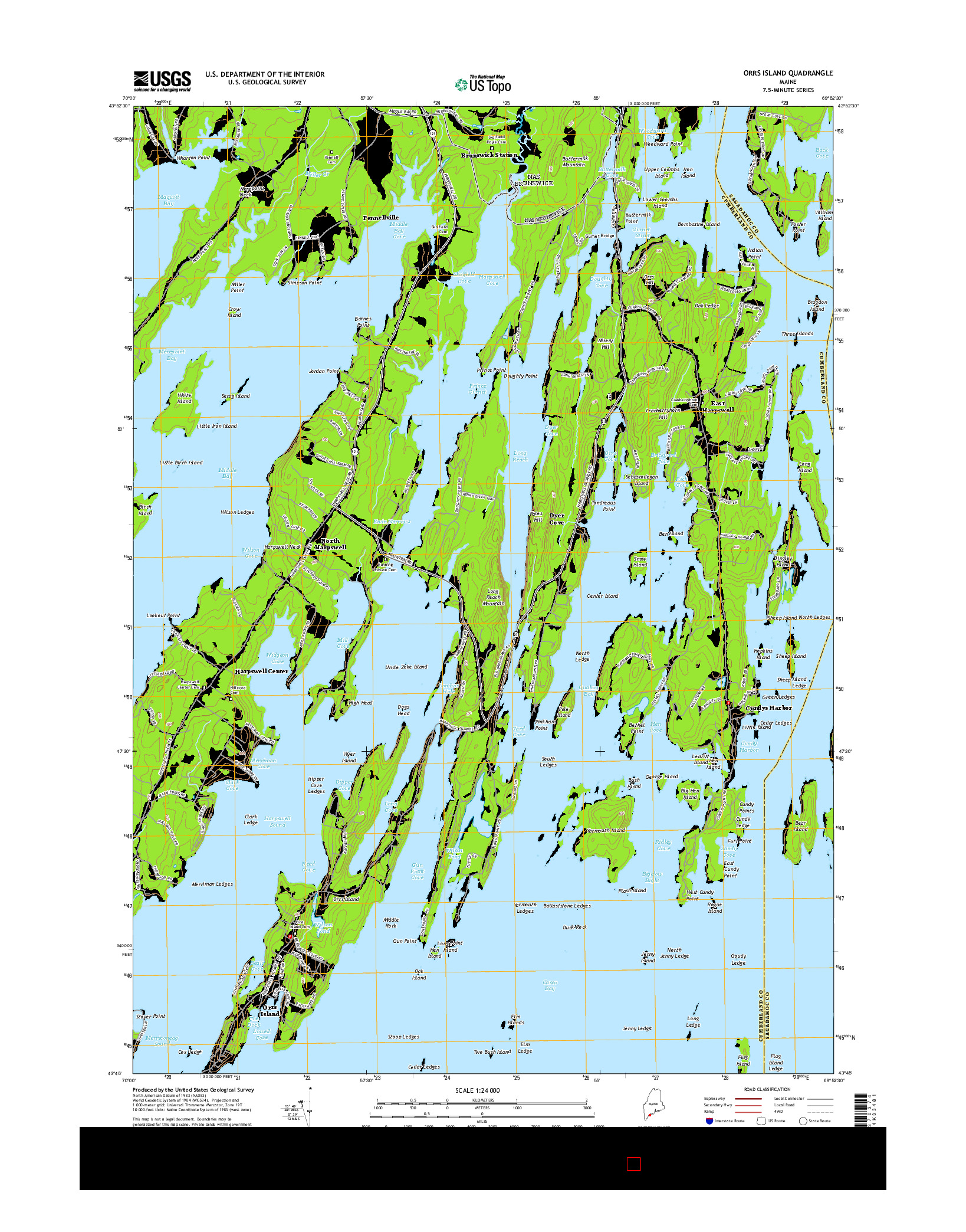 USGS US TOPO 7.5-MINUTE MAP FOR ORRS ISLAND, ME 2014