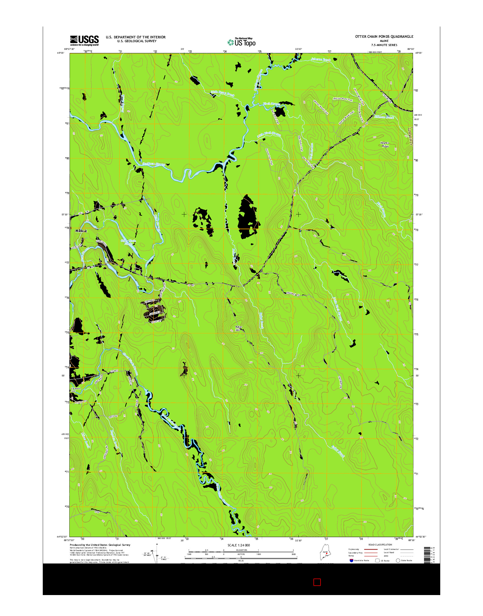 USGS US TOPO 7.5-MINUTE MAP FOR OTTER CHAIN PONDS, ME 2014