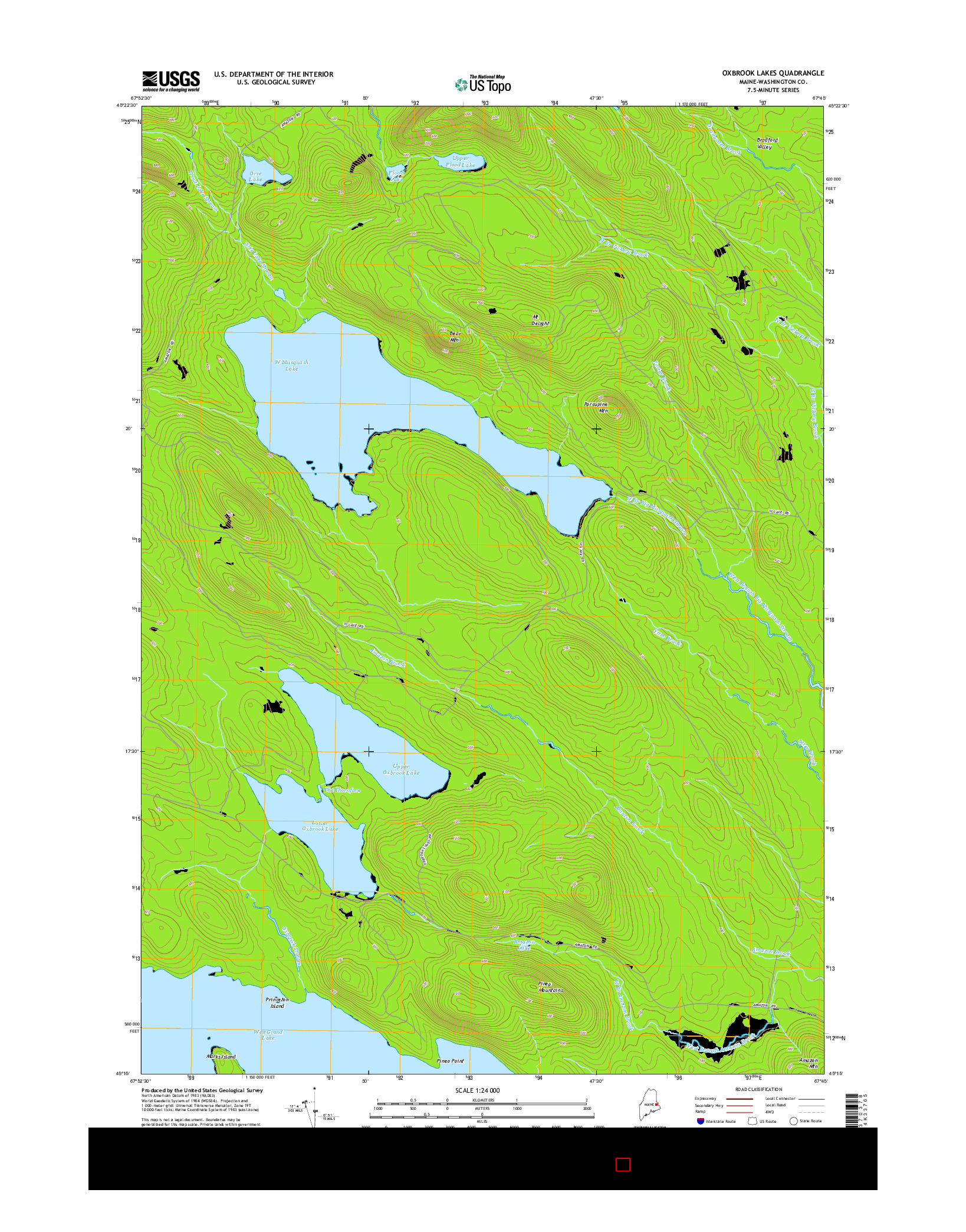 USGS US TOPO 7.5-MINUTE MAP FOR OXBROOK LAKES, ME 2014
