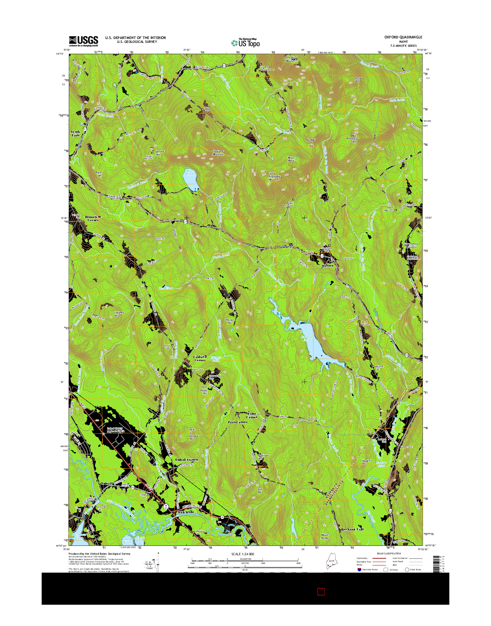 USGS US TOPO 7.5-MINUTE MAP FOR OXFORD, ME 2014