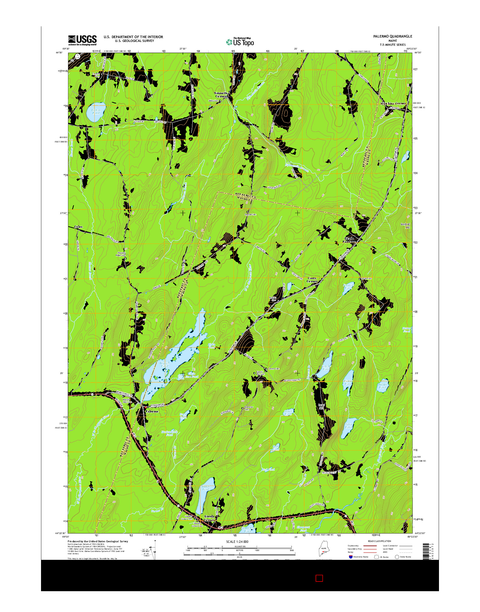 USGS US TOPO 7.5-MINUTE MAP FOR PALERMO, ME 2014