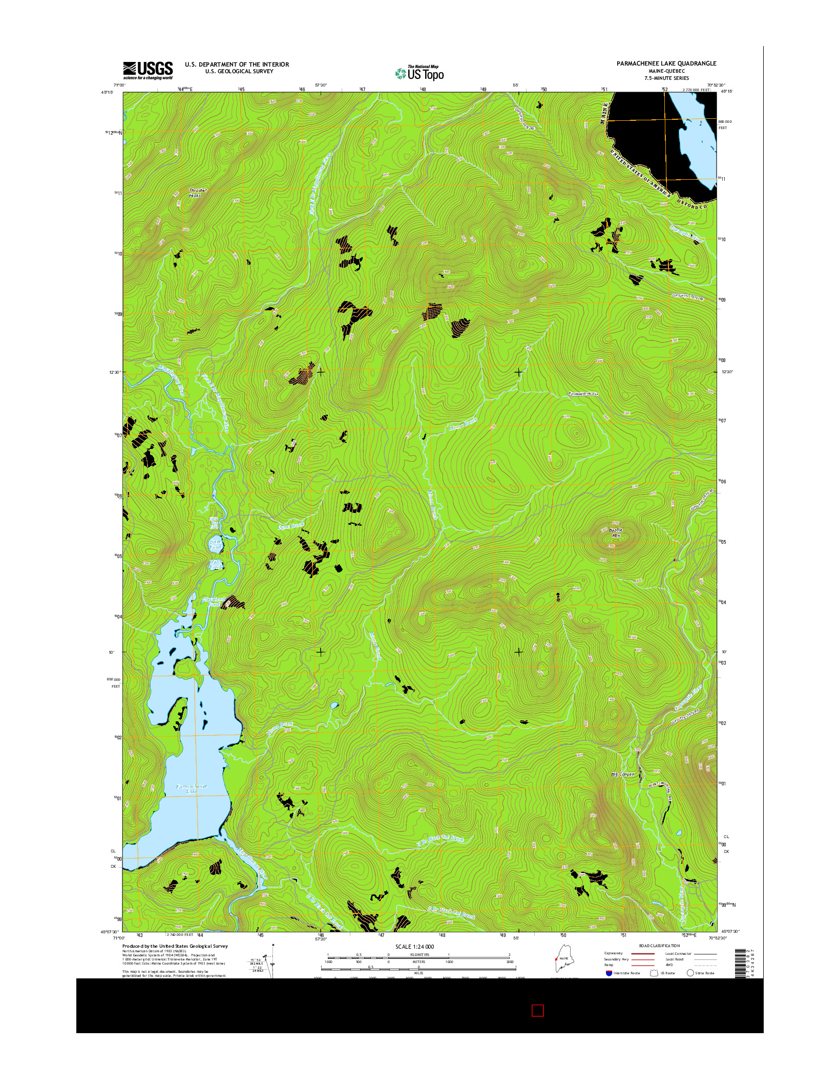 USGS US TOPO 7.5-MINUTE MAP FOR PARMACHENEE LAKE, ME-QC 2014