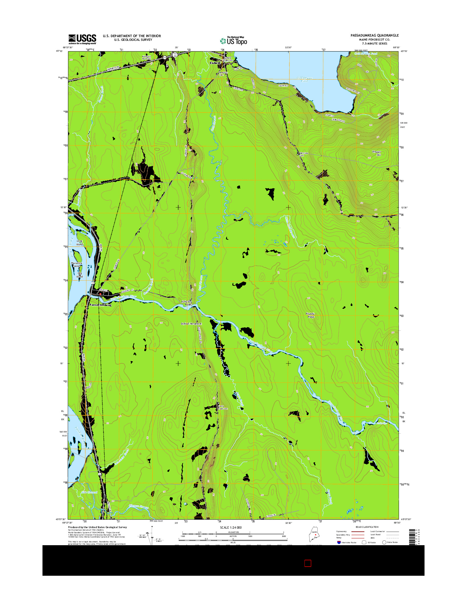 USGS US TOPO 7.5-MINUTE MAP FOR PASSADUMKEAG, ME 2014