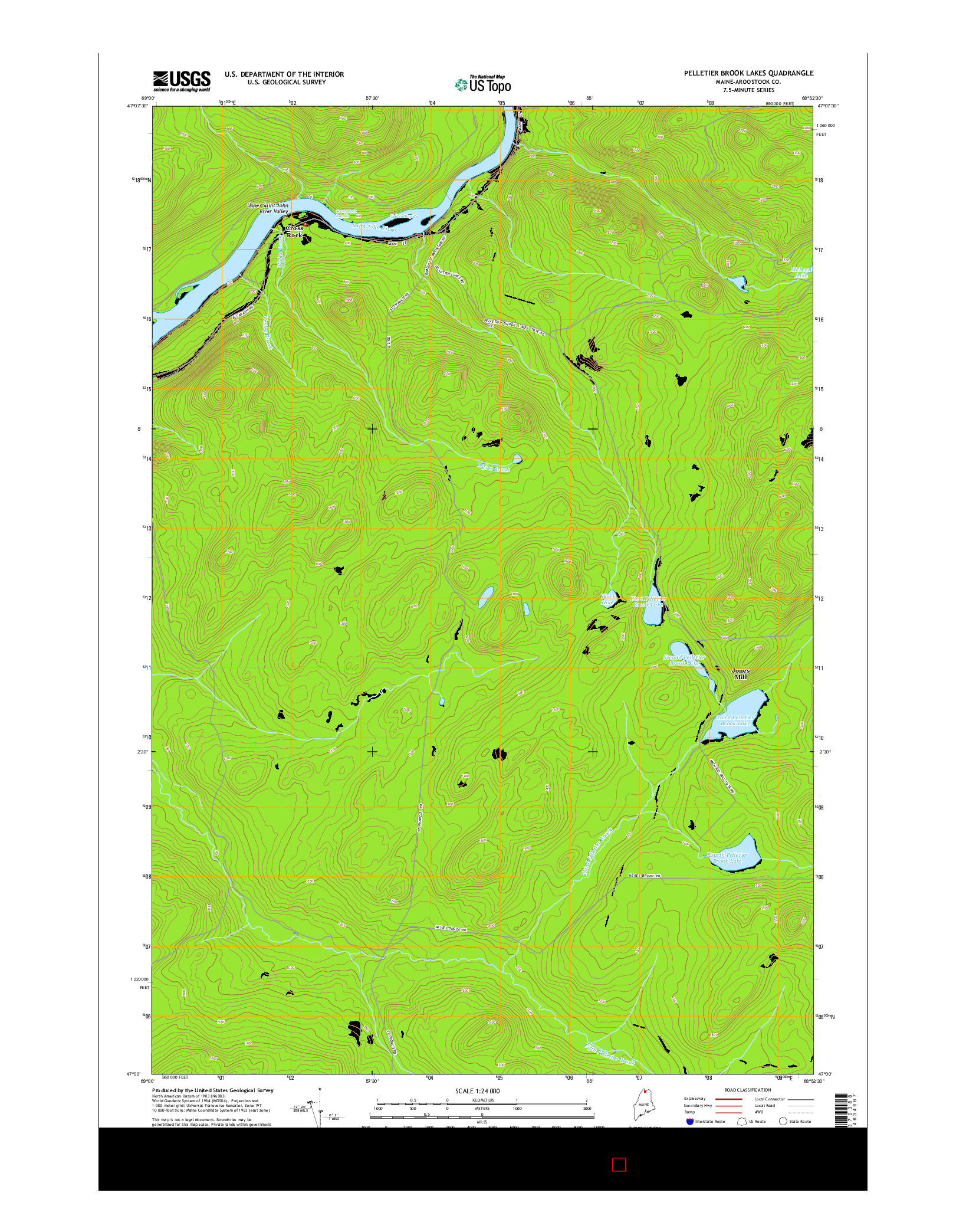 USGS US TOPO 7.5-MINUTE MAP FOR PELLETIER BROOK LAKES, ME 2014