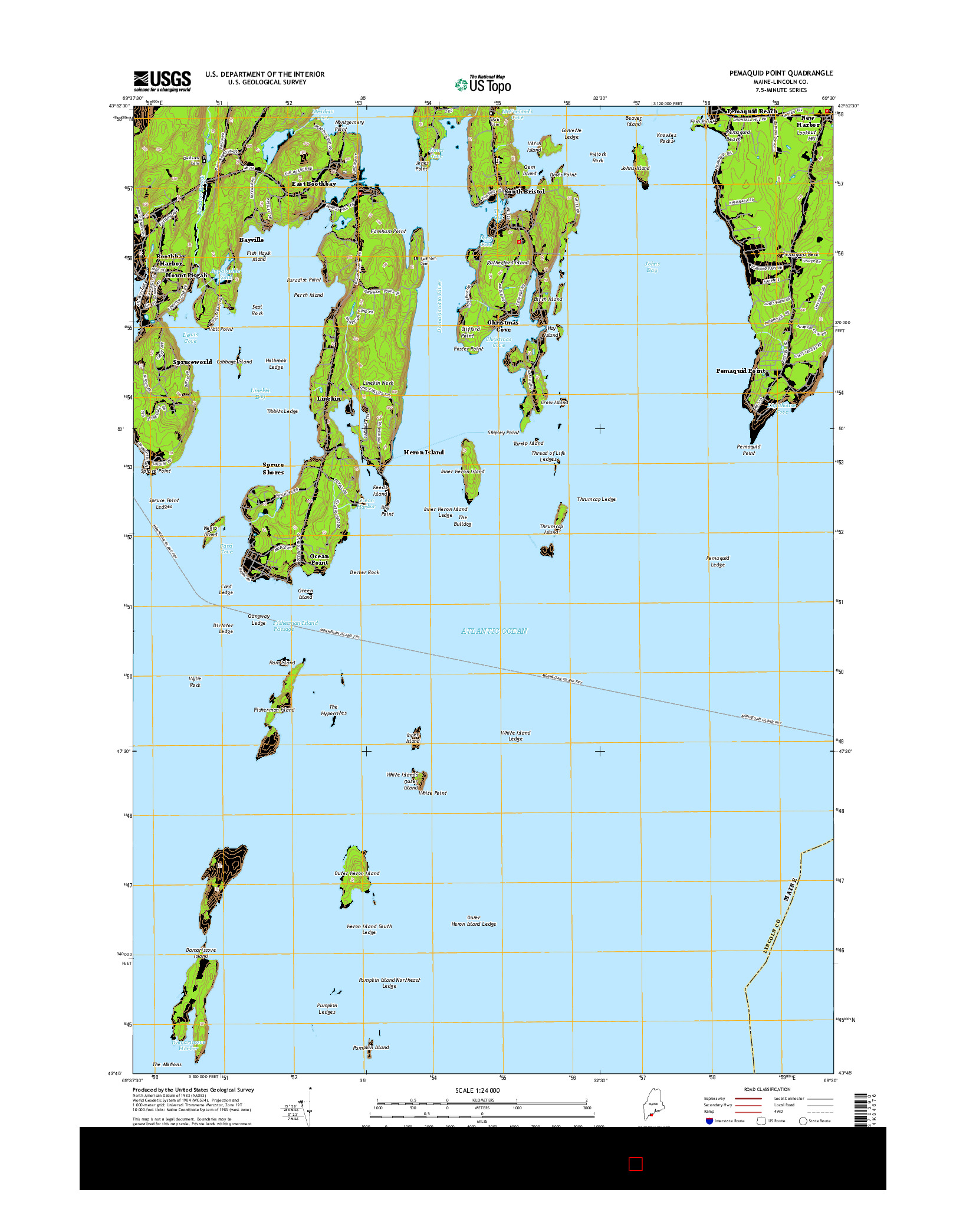 USGS US TOPO 7.5-MINUTE MAP FOR PEMAQUID POINT, ME 2014