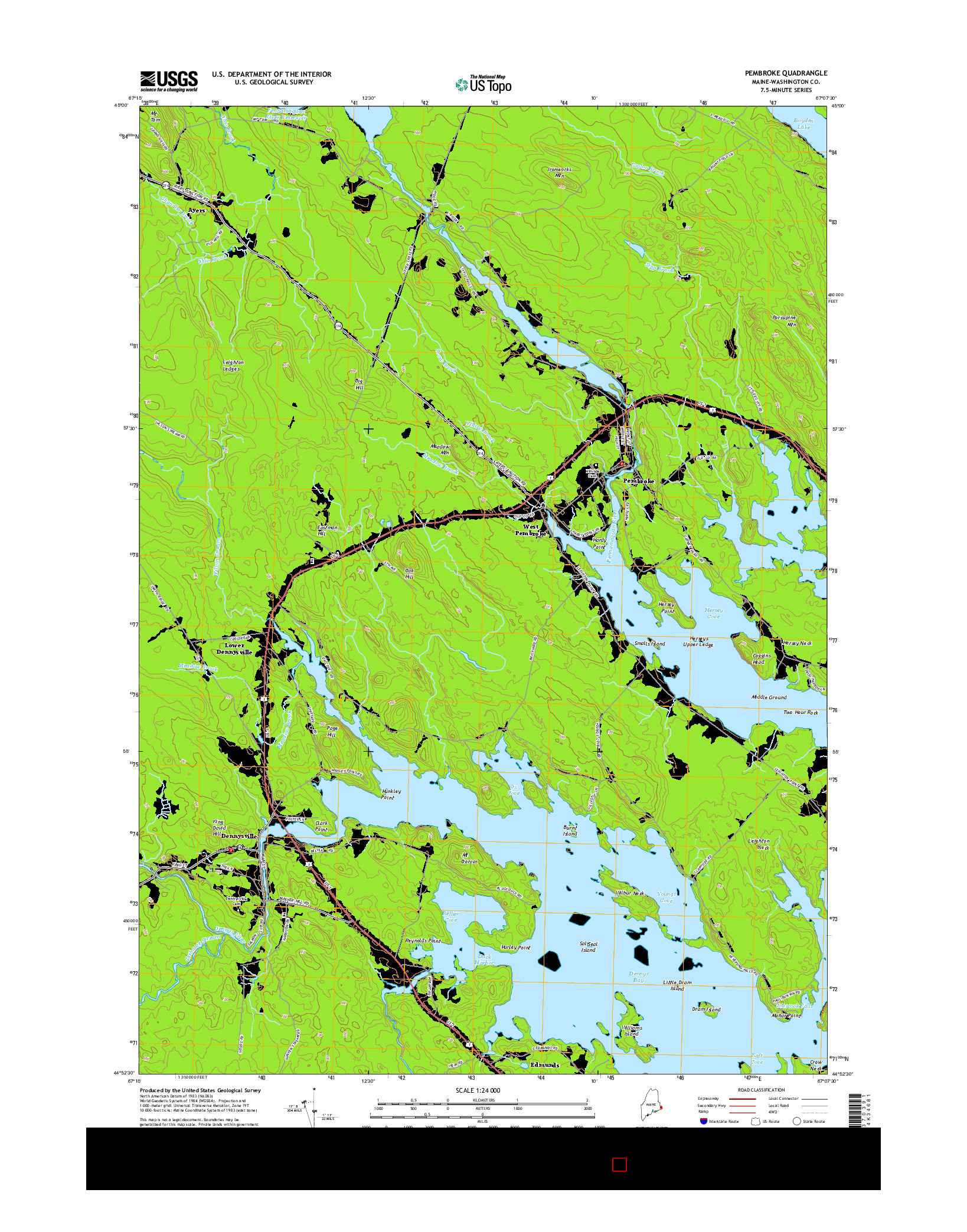 USGS US TOPO 7.5-MINUTE MAP FOR PEMBROKE, ME 2014