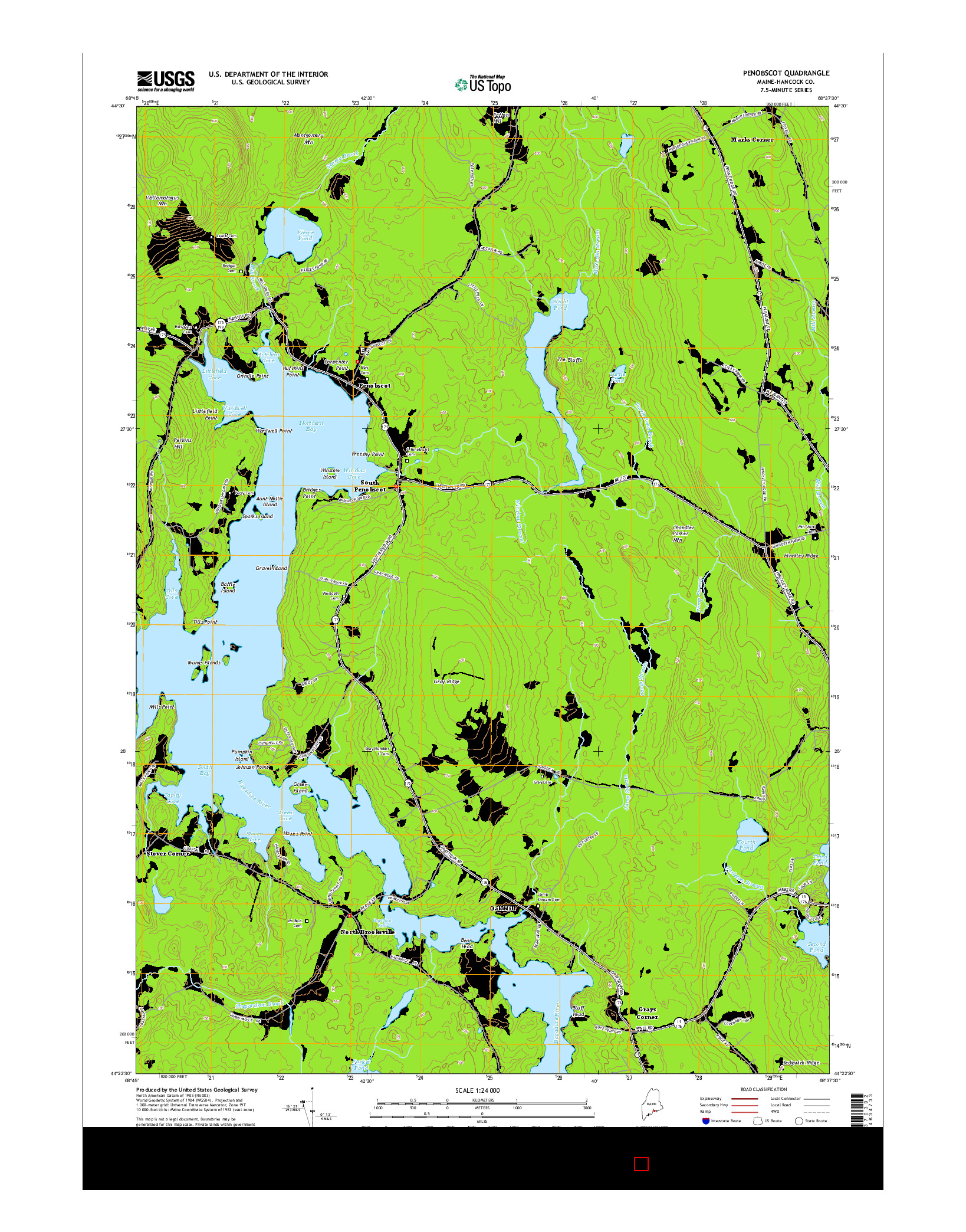 USGS US TOPO 7.5-MINUTE MAP FOR PENOBSCOT, ME 2014