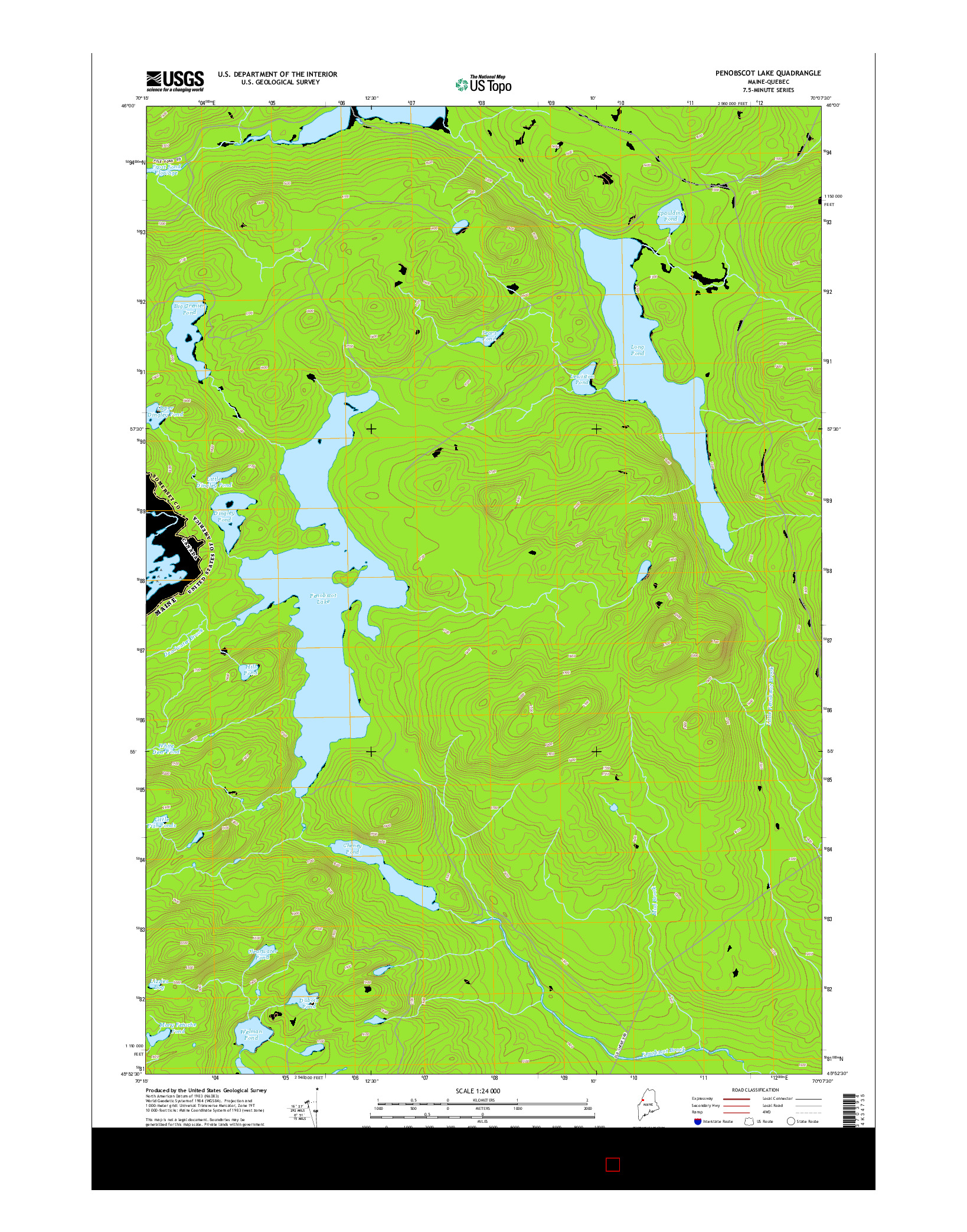 USGS US TOPO 7.5-MINUTE MAP FOR PENOBSCOT LAKE, ME-QC 2014