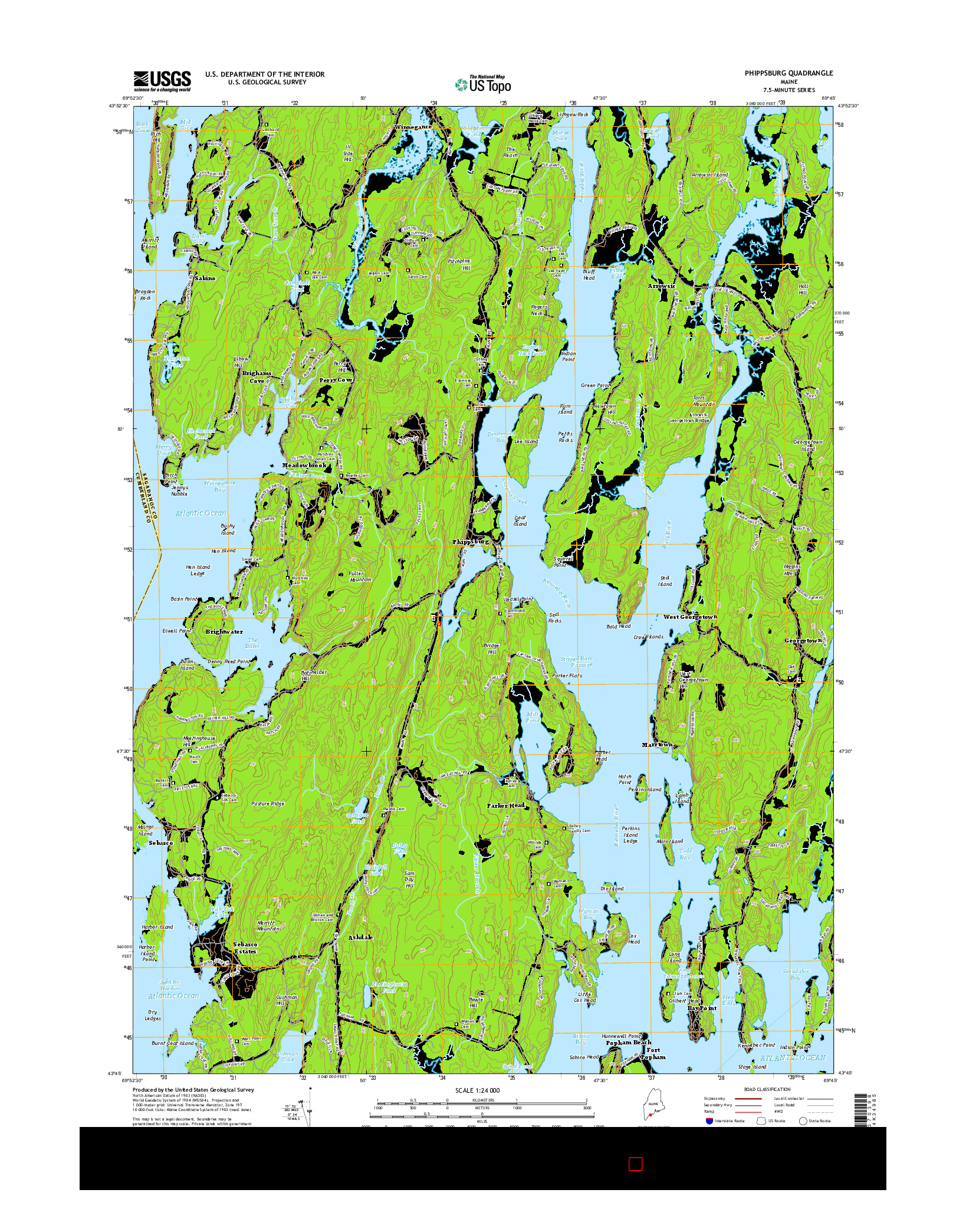 USGS US TOPO 7.5-MINUTE MAP FOR PHIPPSBURG, ME 2014