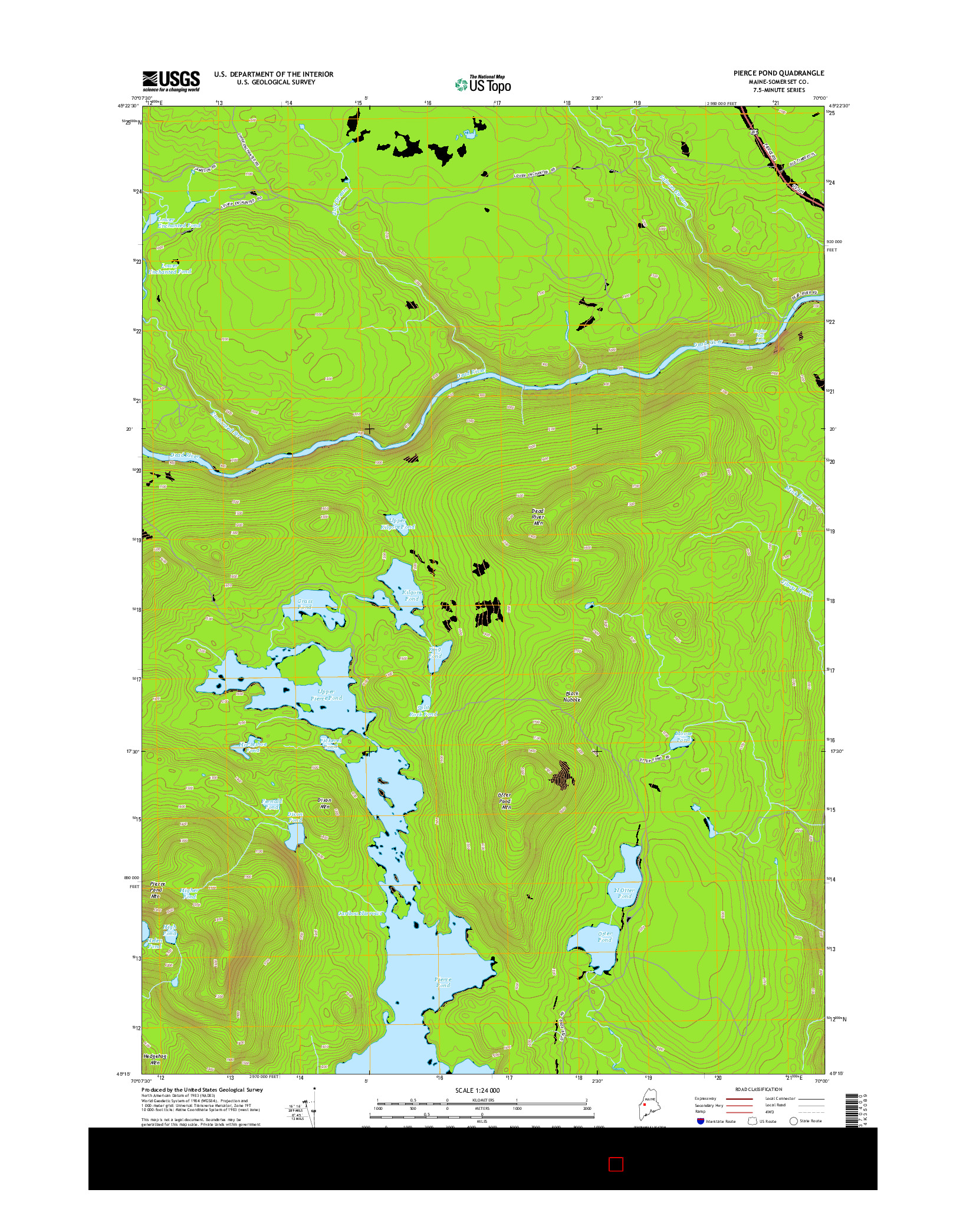 USGS US TOPO 7.5-MINUTE MAP FOR PIERCE POND, ME 2014