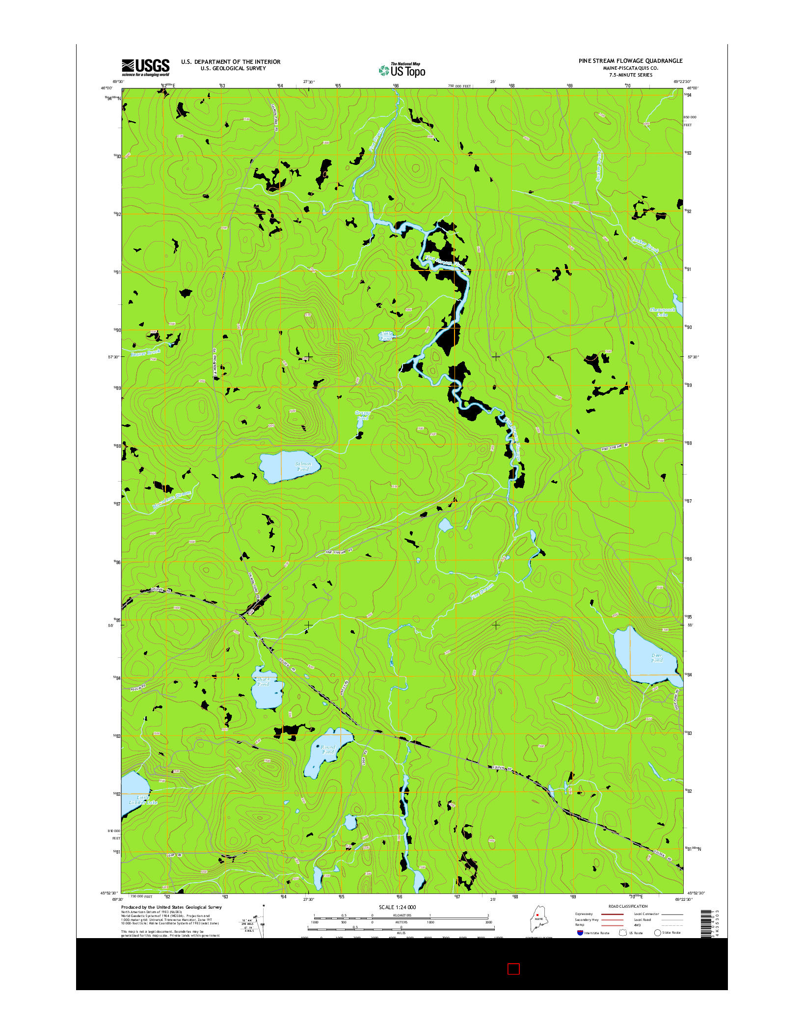 USGS US TOPO 7.5-MINUTE MAP FOR PINE STREAM FLOWAGE, ME 2014