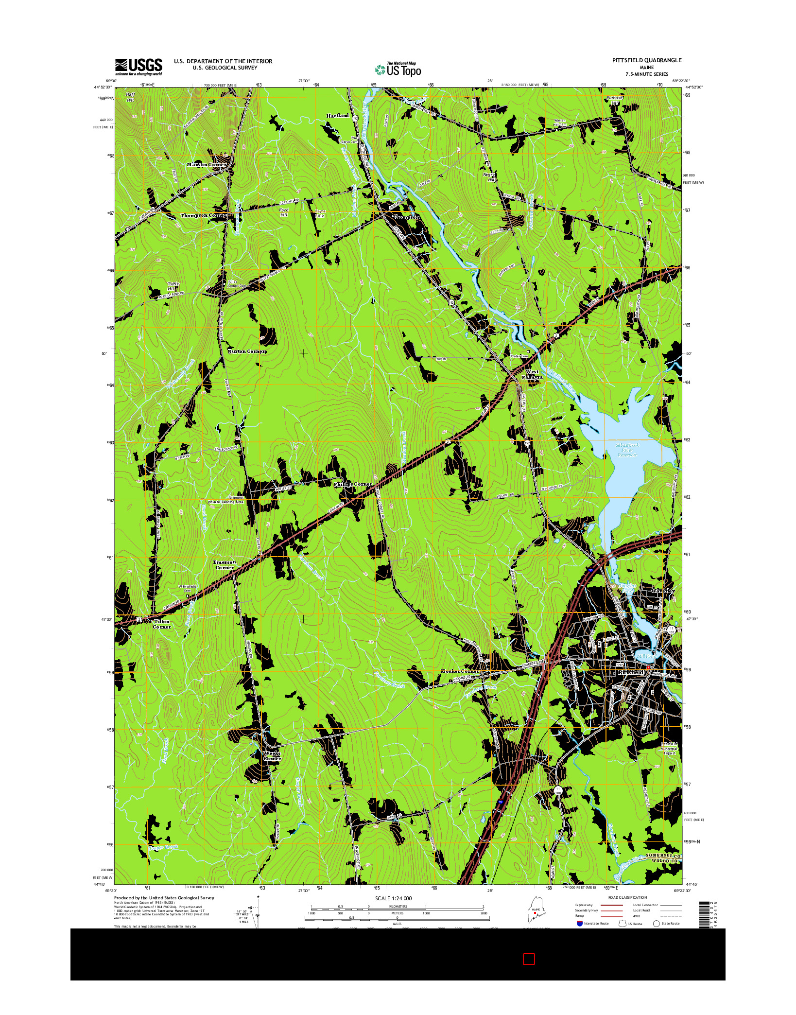 USGS US TOPO 7.5-MINUTE MAP FOR PITTSFIELD, ME 2014