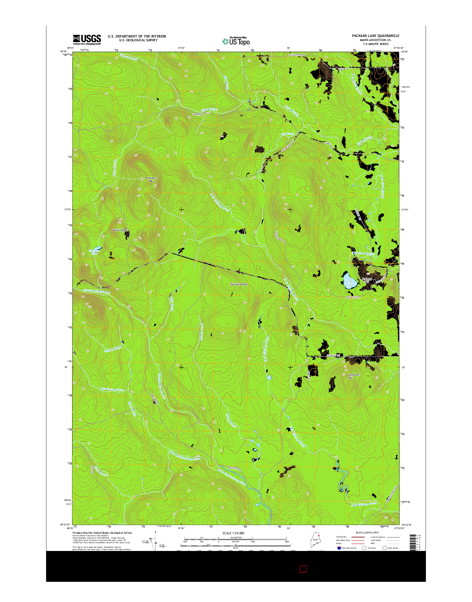 USGS US TOPO 7.5-MINUTE MAP FOR PACKARD LAKE, ME 2014