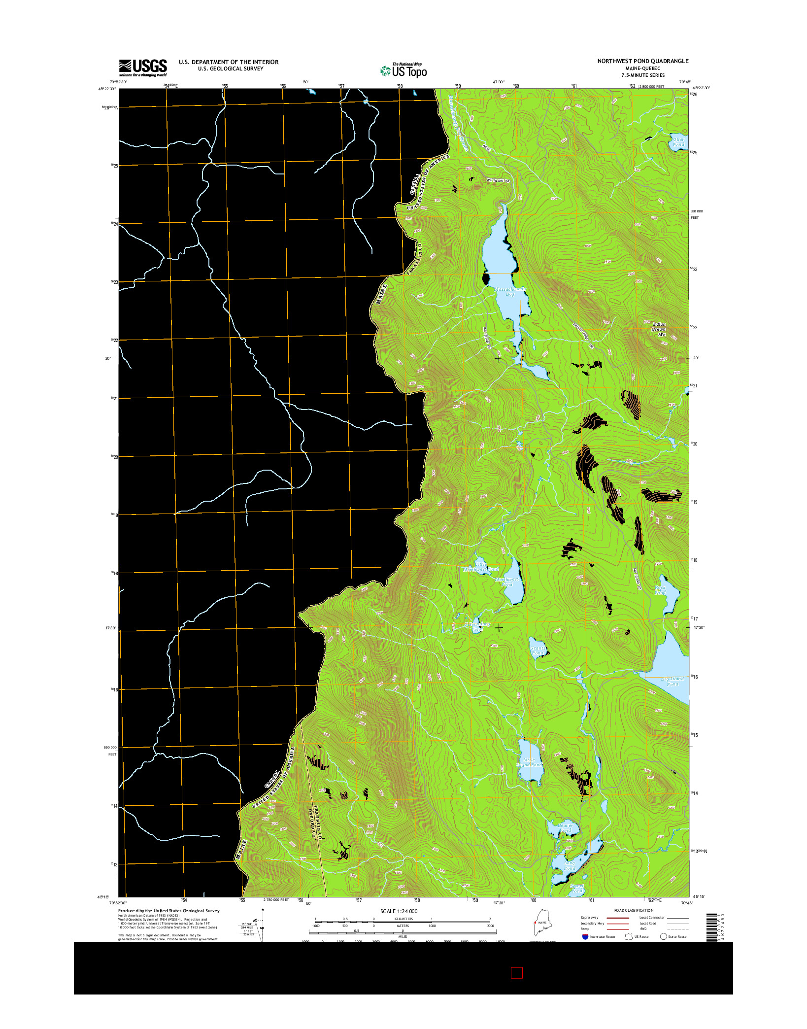 USGS US TOPO 7.5-MINUTE MAP FOR NORTHWEST POND, ME-QC 2014