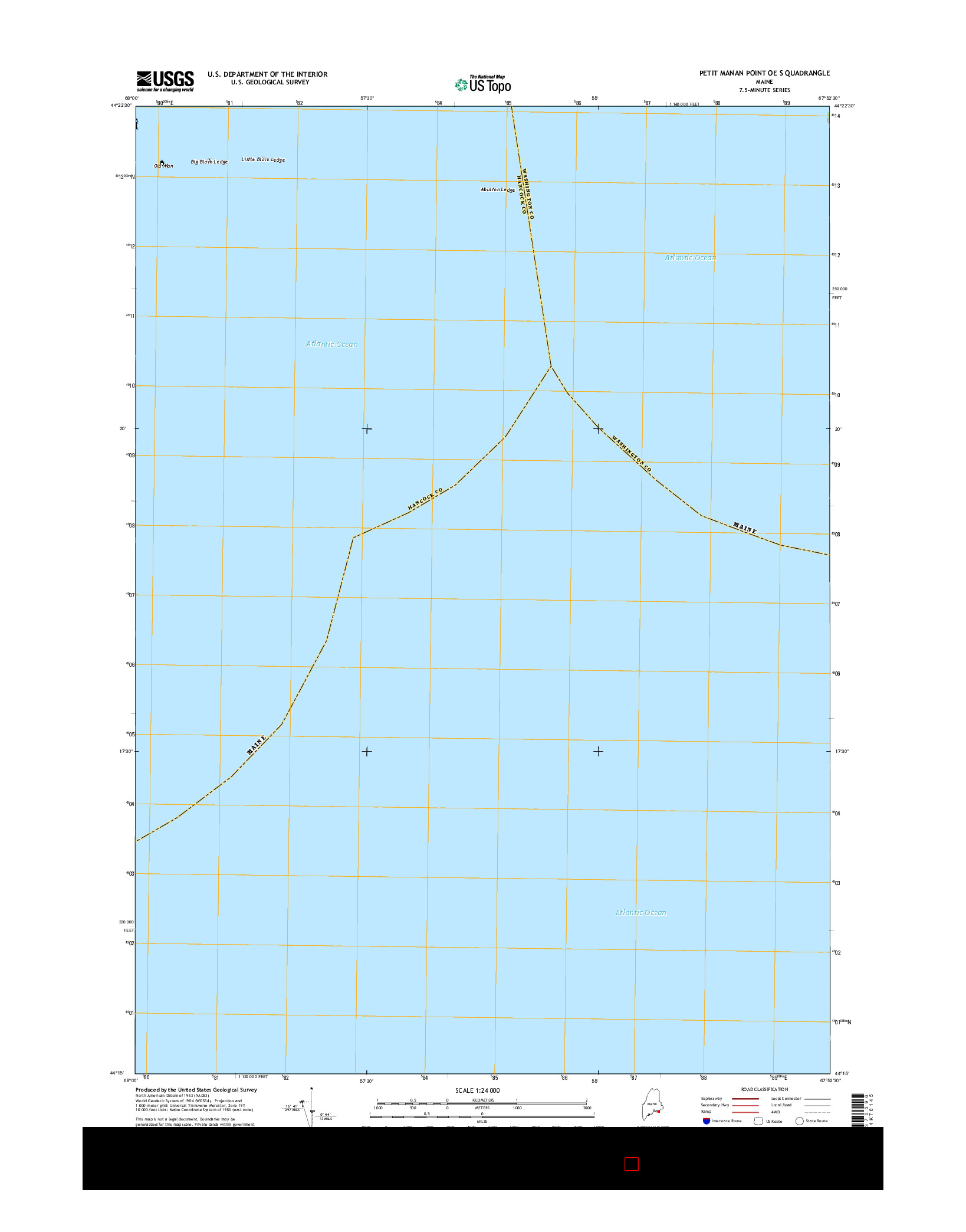 USGS US TOPO 7.5-MINUTE MAP FOR PETIT MANAN POINT OE S, ME 2014