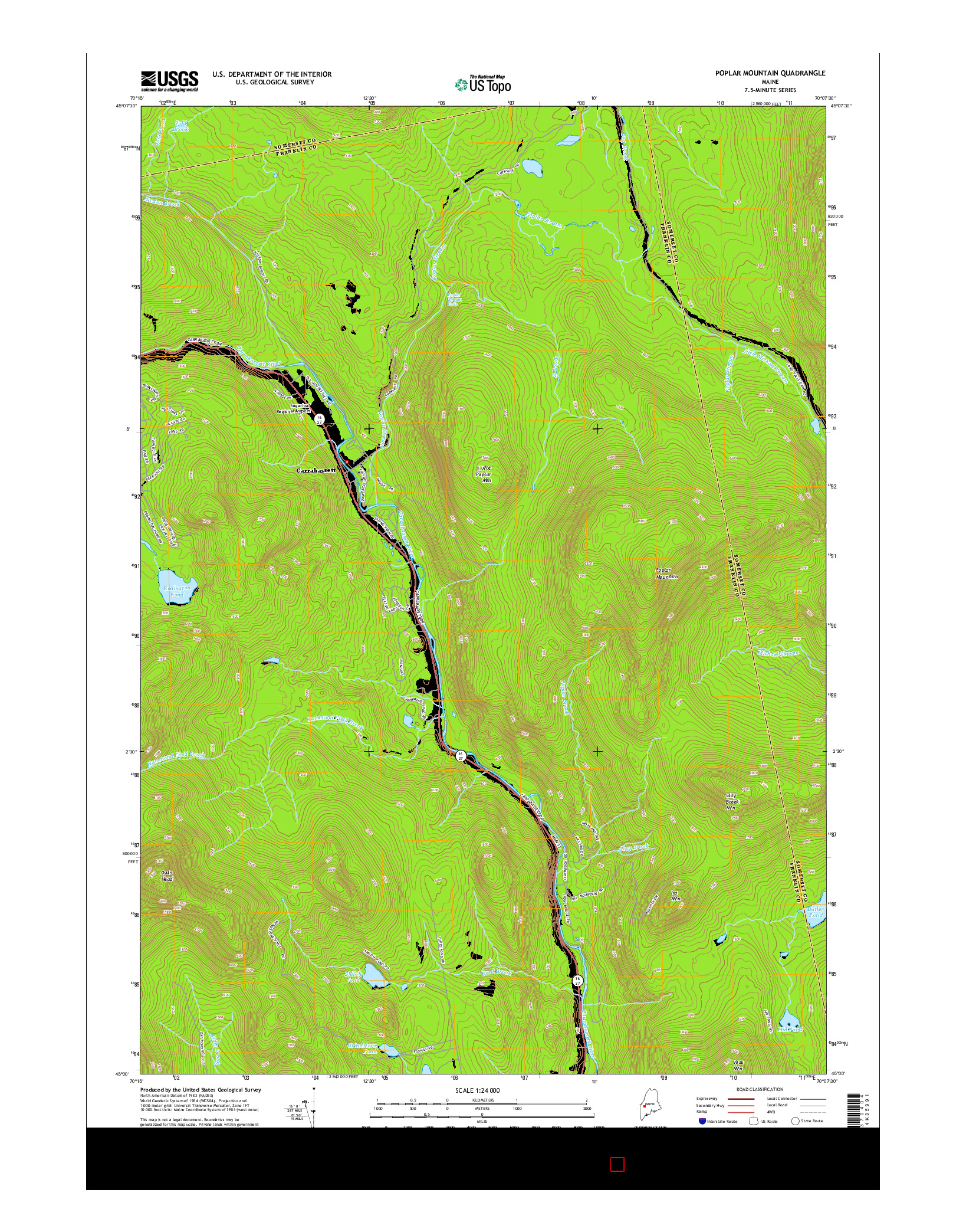 USGS US TOPO 7.5-MINUTE MAP FOR POPLAR MOUNTAIN, ME 2014