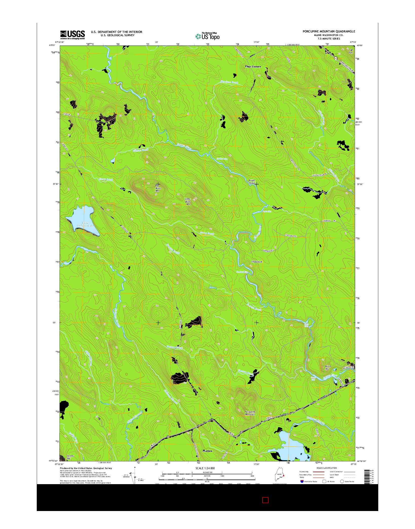 USGS US TOPO 7.5-MINUTE MAP FOR PORCUPINE MOUNTAIN, ME 2014