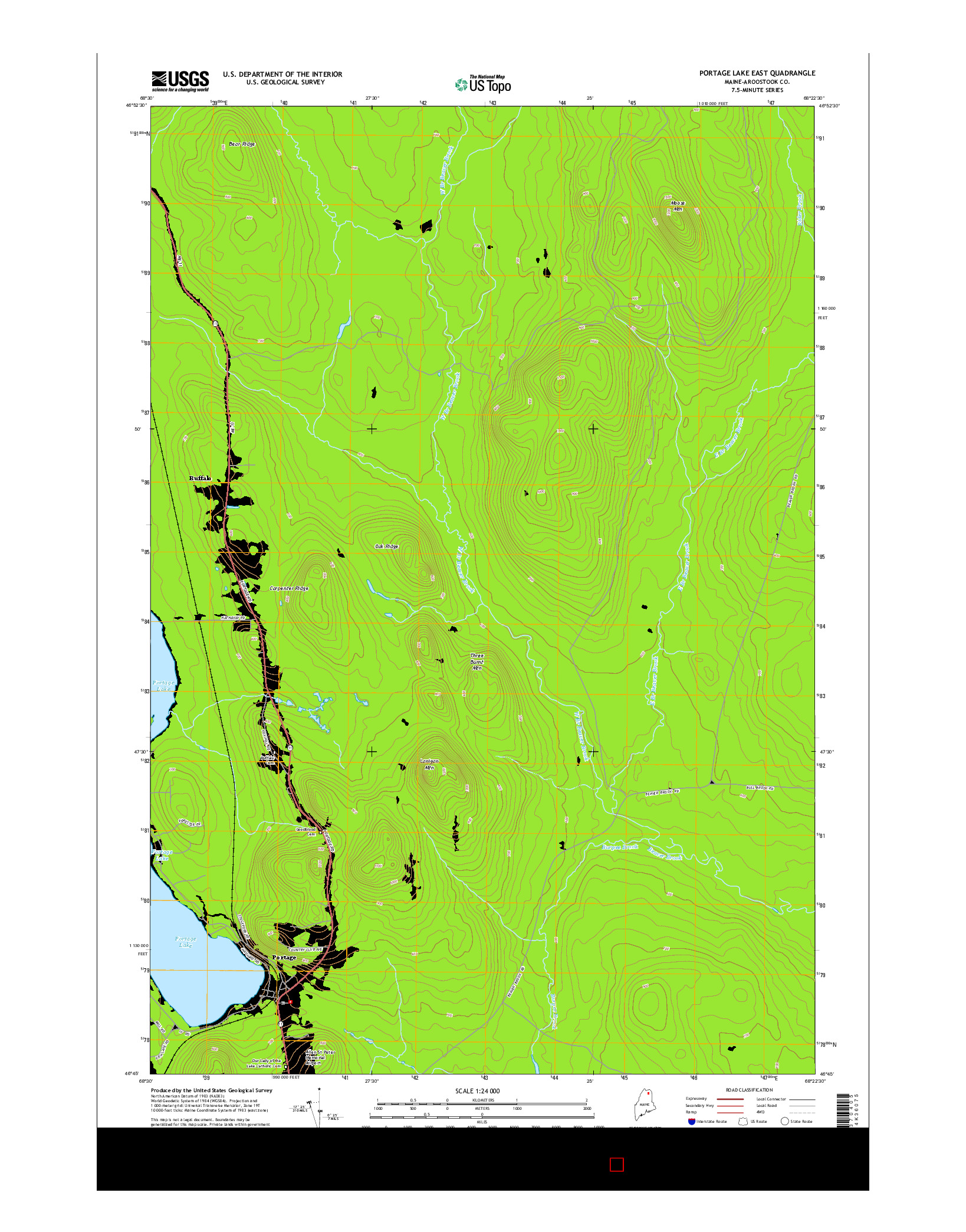 USGS US TOPO 7.5-MINUTE MAP FOR PORTAGE LAKE EAST, ME 2014