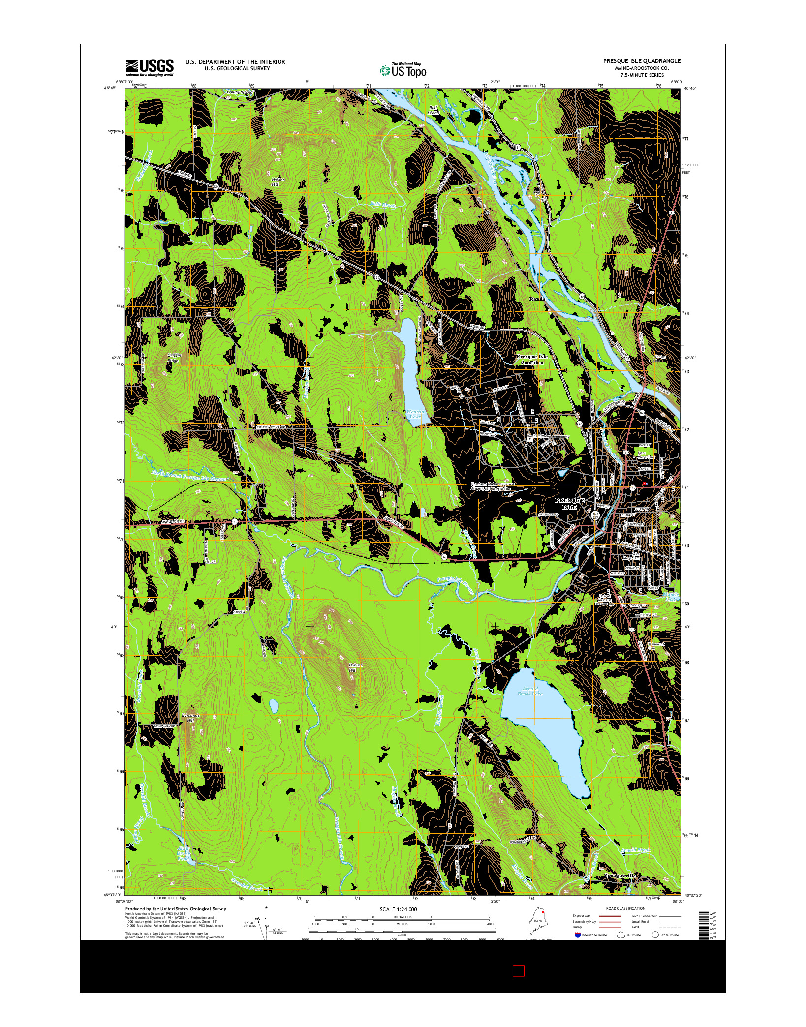 USGS US TOPO 7.5-MINUTE MAP FOR PRESQUE ISLE, ME 2014