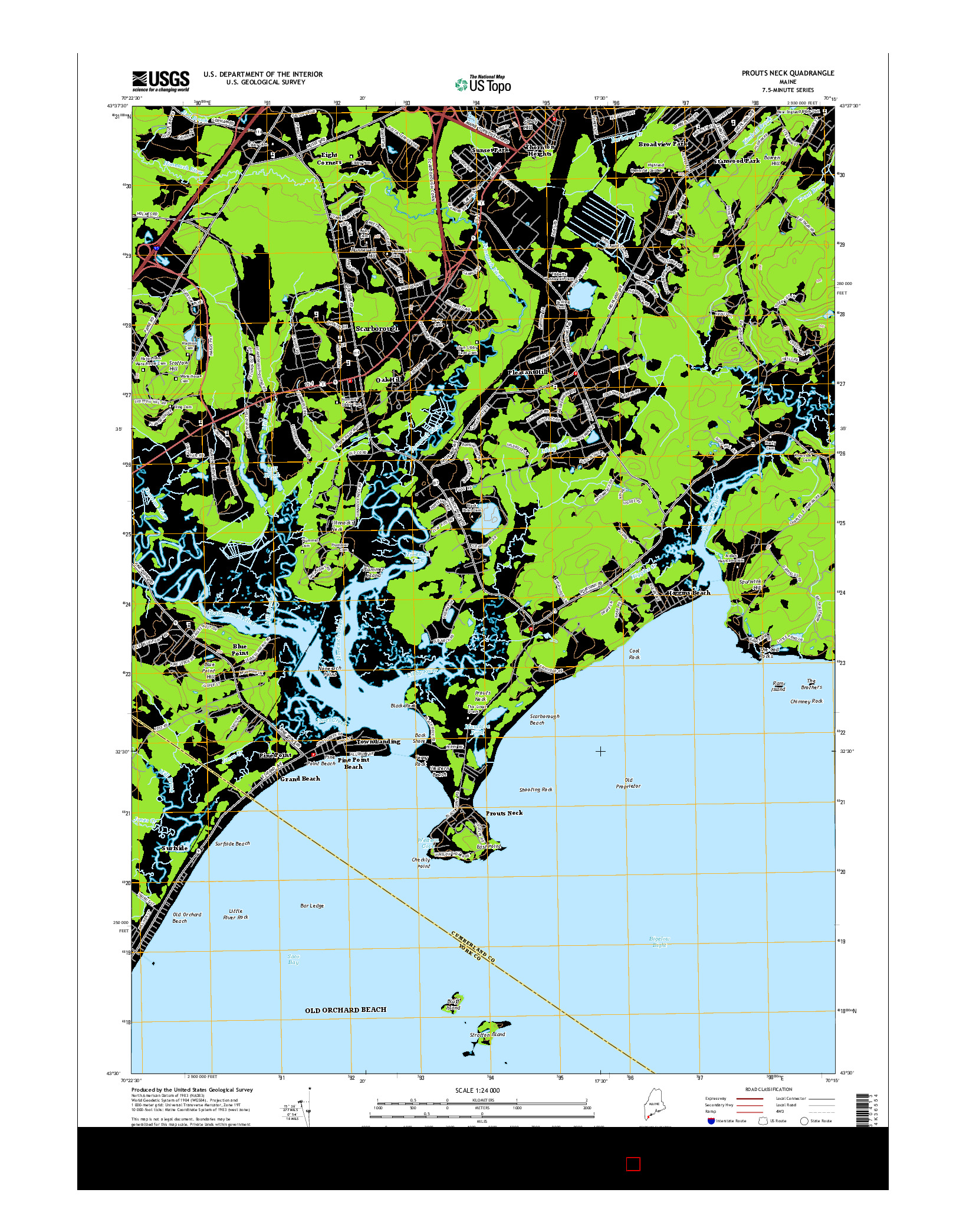 USGS US TOPO 7.5-MINUTE MAP FOR PROUTS NECK, ME 2014