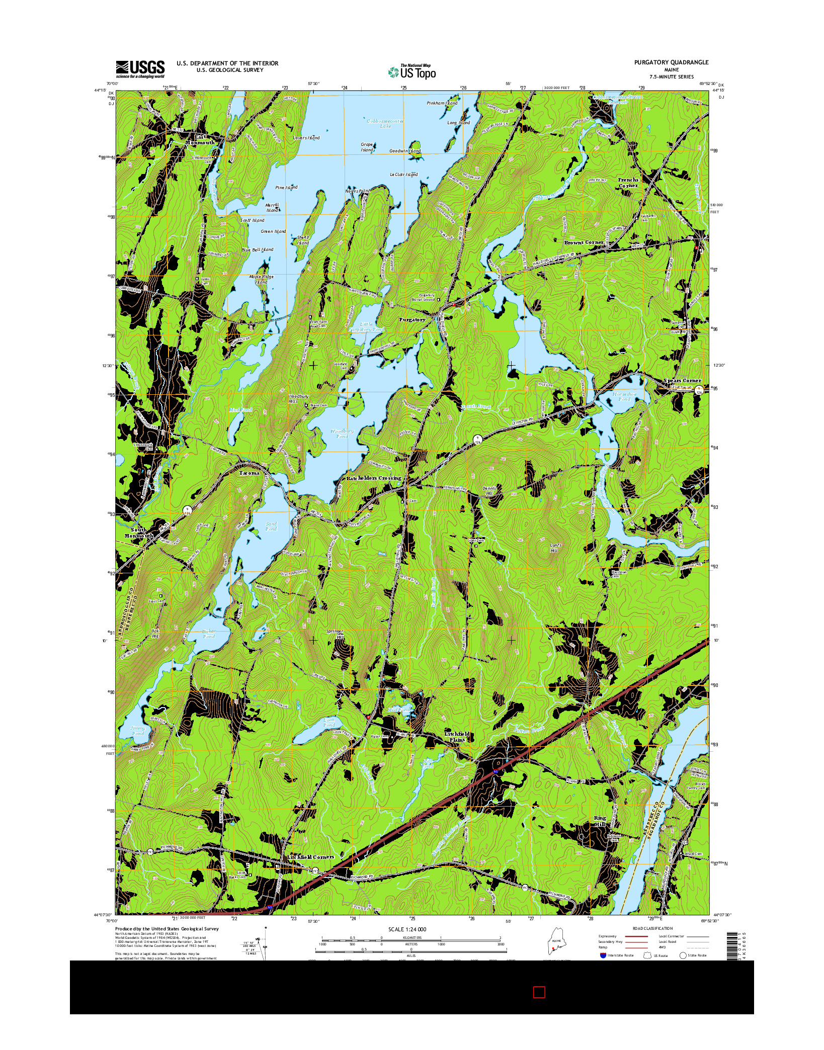 USGS US TOPO 7.5-MINUTE MAP FOR PURGATORY, ME 2014