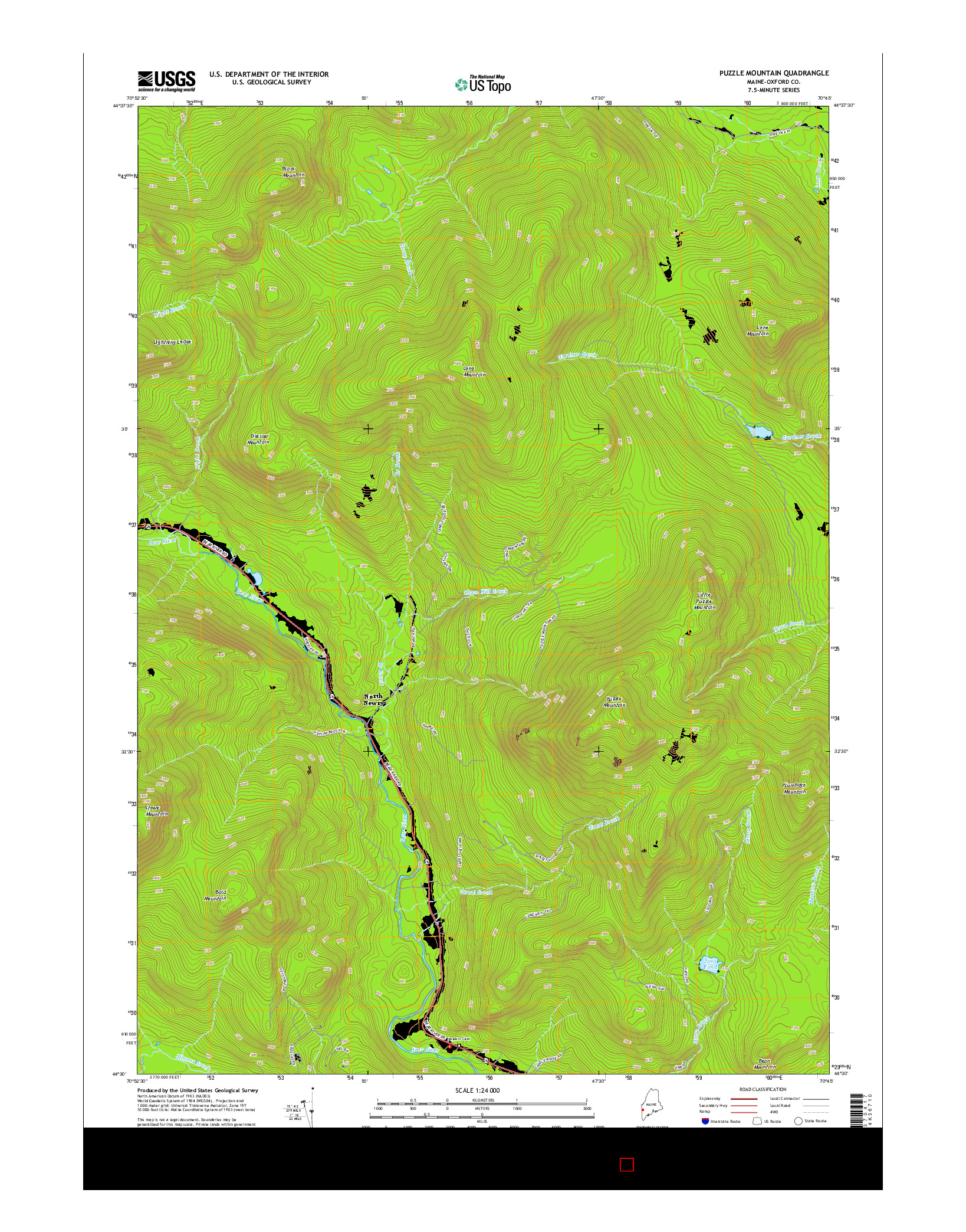 USGS US TOPO 7.5-MINUTE MAP FOR PUZZLE MOUNTAIN, ME 2014