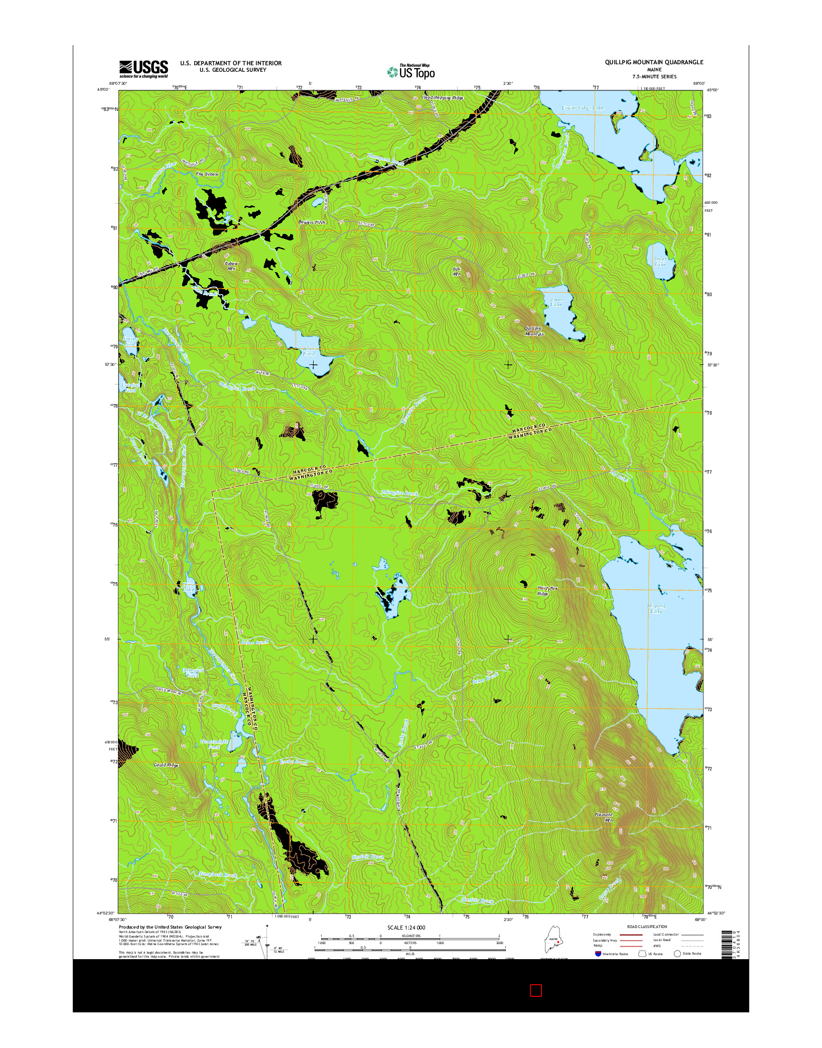 USGS US TOPO 7.5-MINUTE MAP FOR QUILLPIG MOUNTAIN, ME 2014