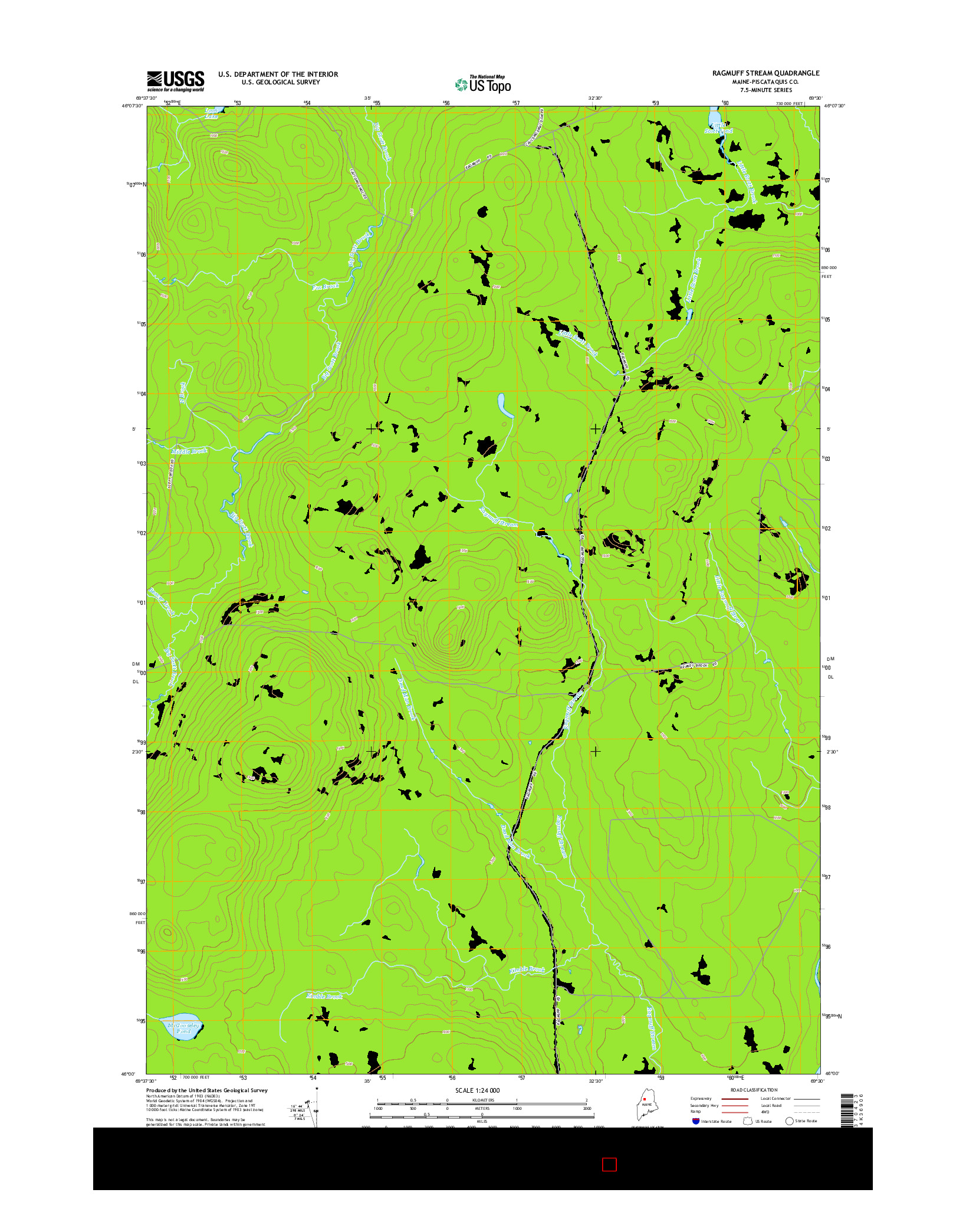 USGS US TOPO 7.5-MINUTE MAP FOR RAGMUFF STREAM, ME 2014