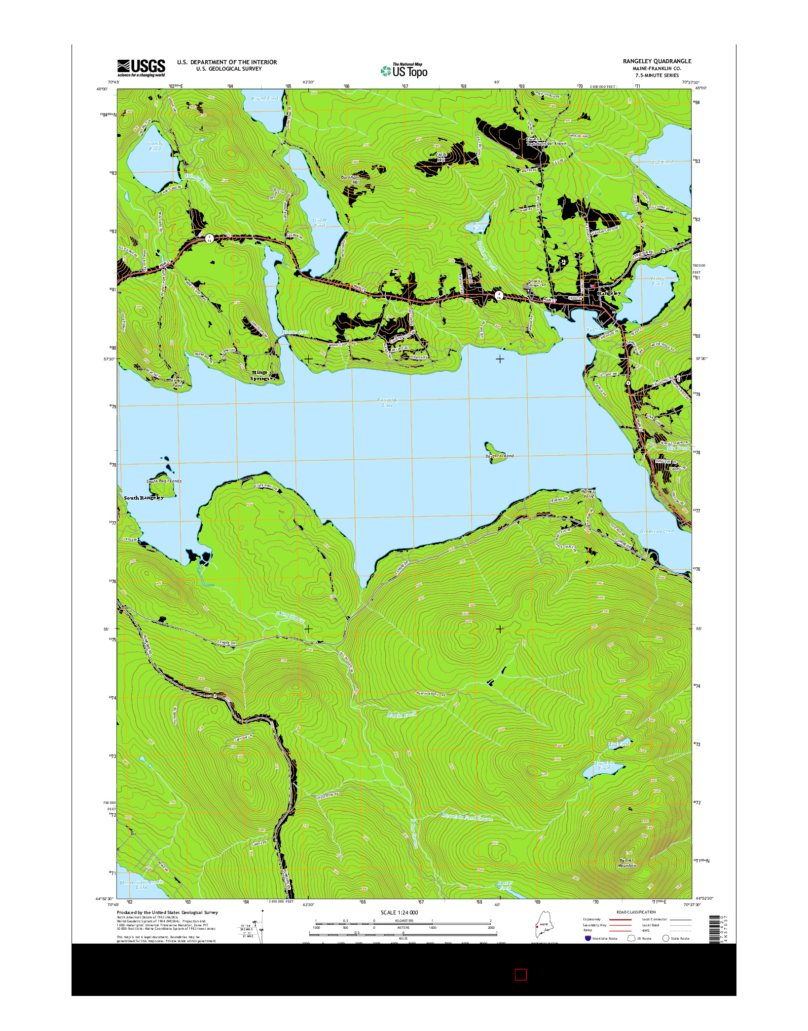 USGS US TOPO 7.5-MINUTE MAP FOR RANGELEY, ME 2014