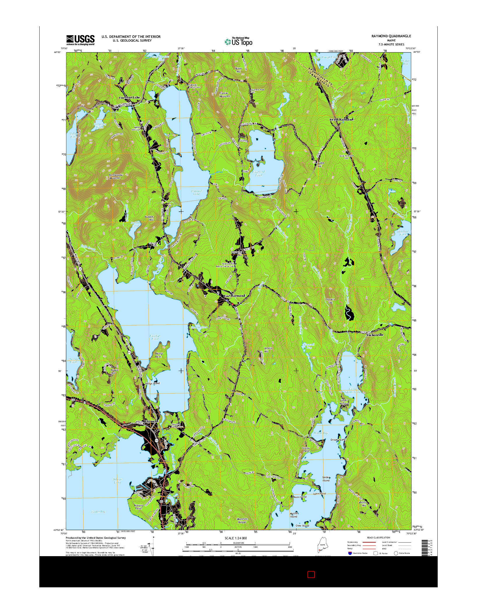 USGS US TOPO 7.5-MINUTE MAP FOR RAYMOND, ME 2014