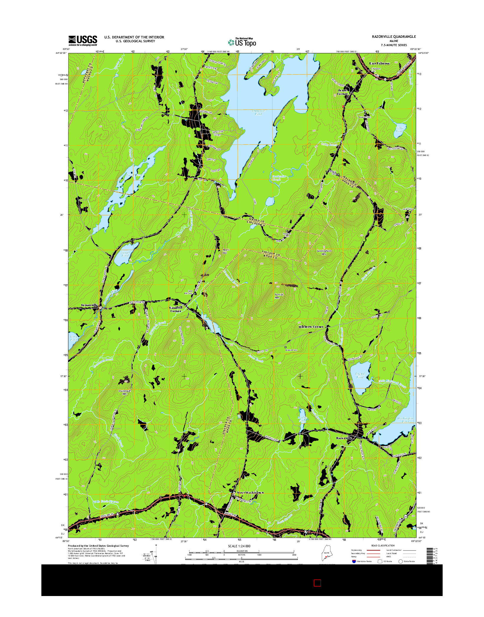 USGS US TOPO 7.5-MINUTE MAP FOR RAZORVILLE, ME 2014