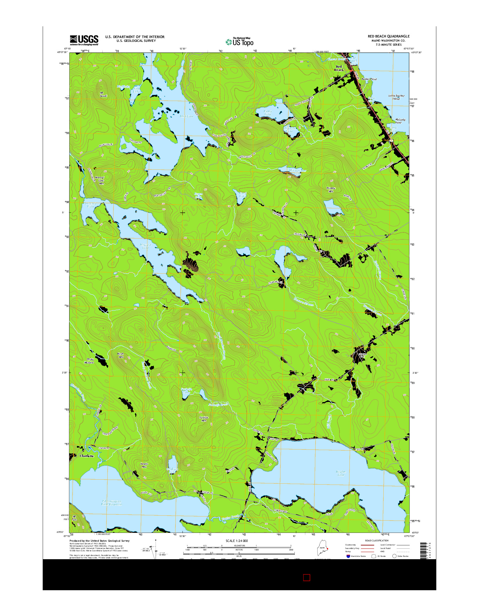 USGS US TOPO 7.5-MINUTE MAP FOR RED BEACH, ME 2014