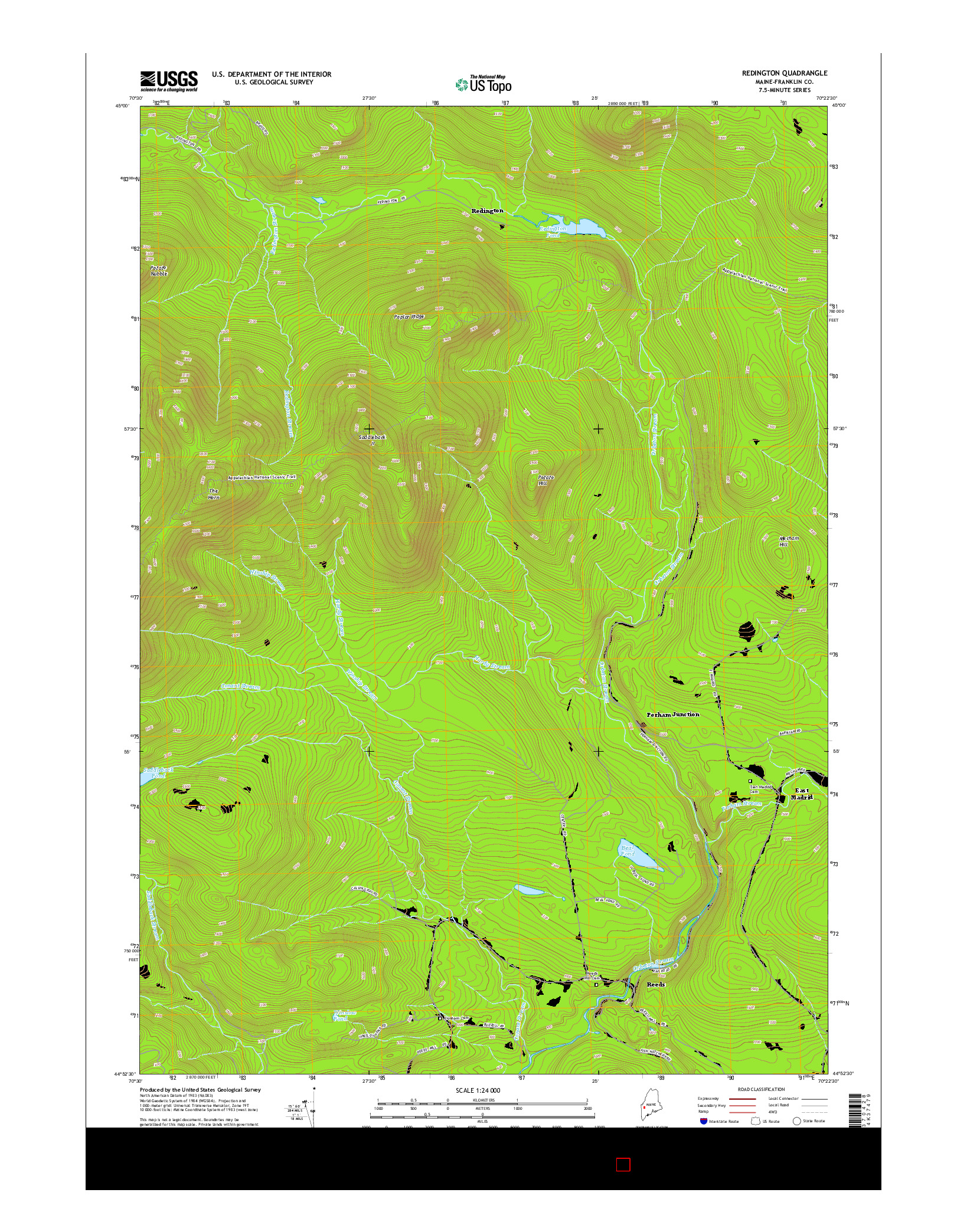 USGS US TOPO 7.5-MINUTE MAP FOR REDINGTON, ME 2014