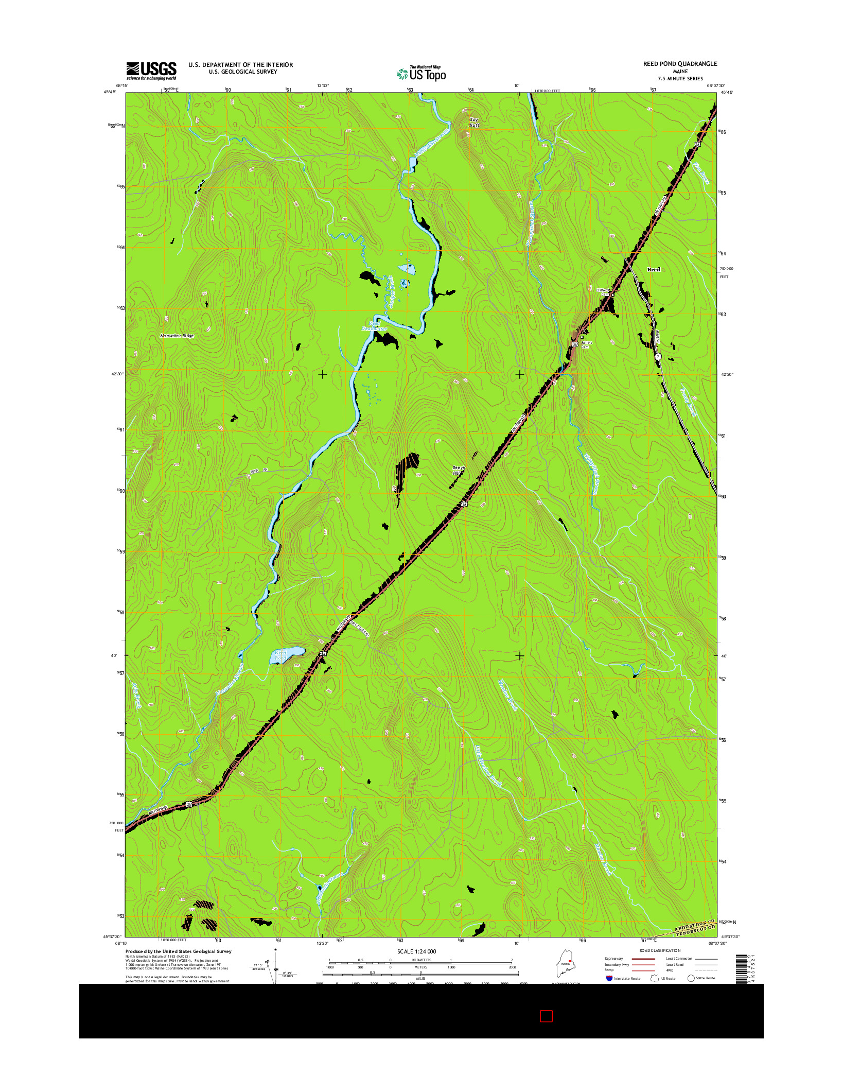 USGS US TOPO 7.5-MINUTE MAP FOR REED POND, ME 2014