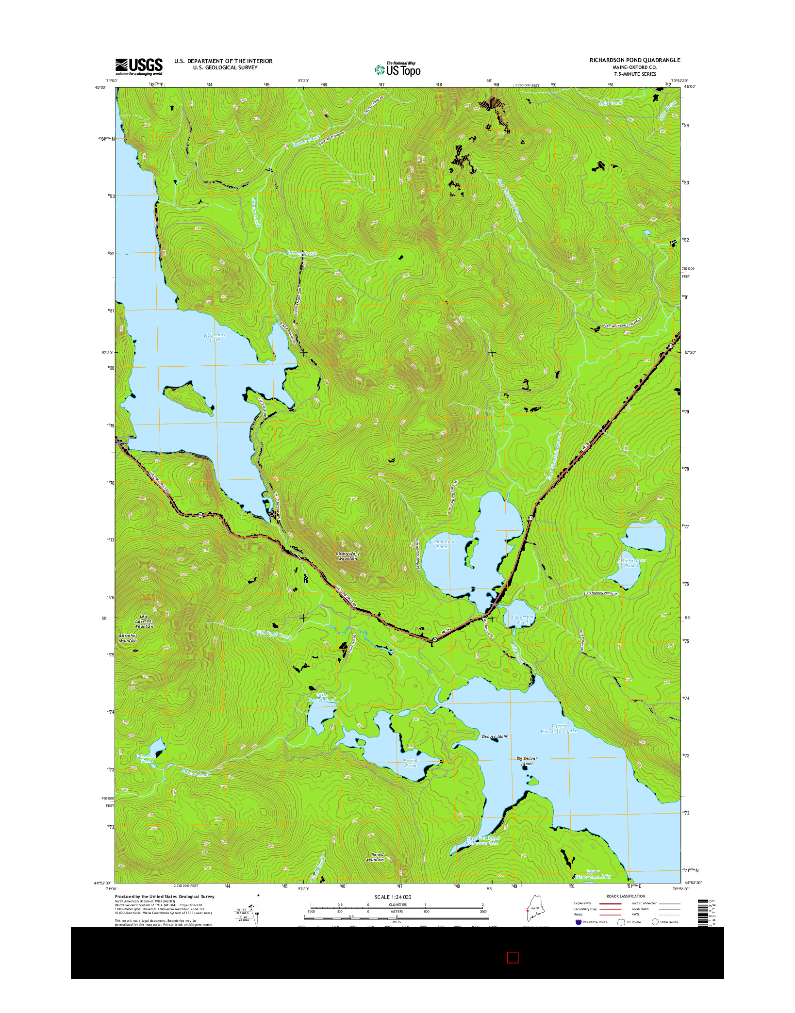 USGS US TOPO 7.5-MINUTE MAP FOR RICHARDSON POND, ME 2014
