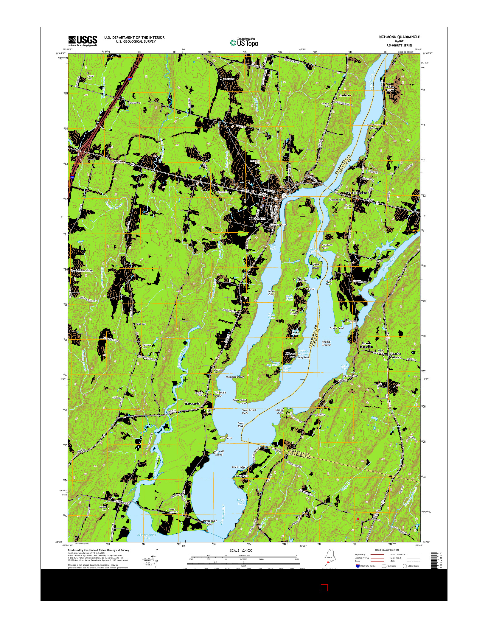 USGS US TOPO 7.5-MINUTE MAP FOR RICHMOND, ME 2014